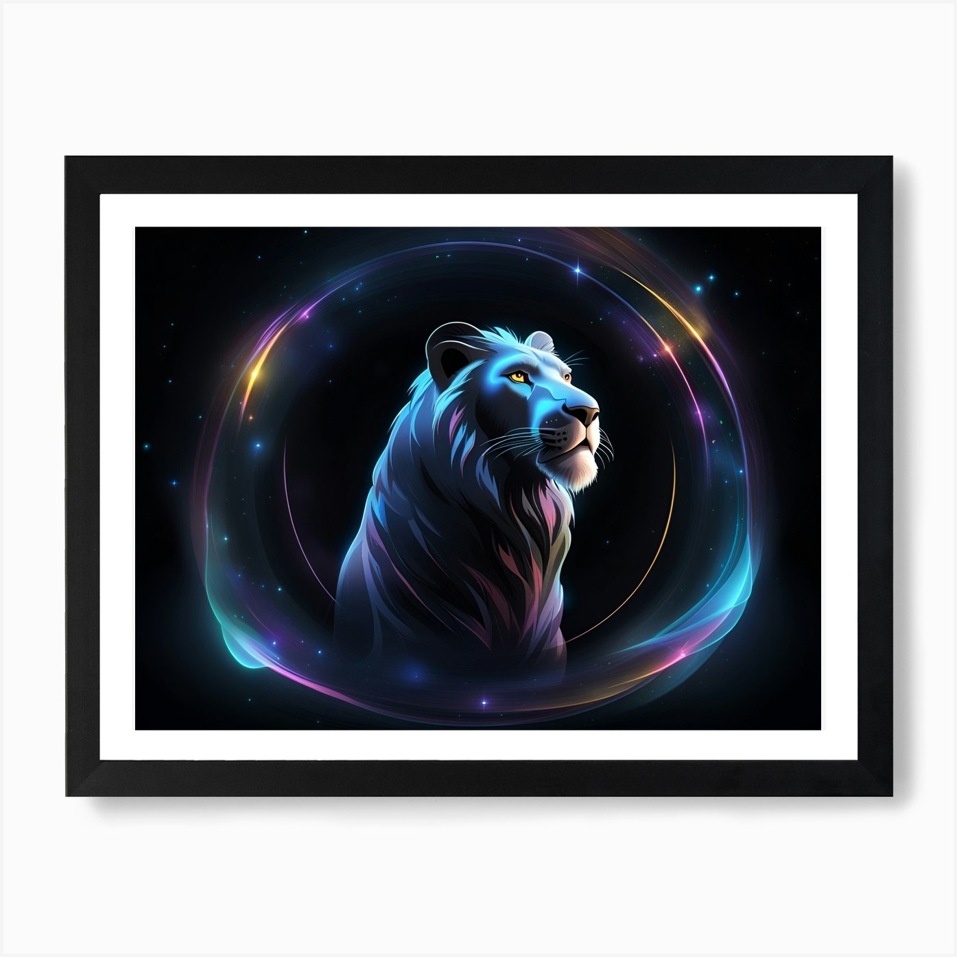 Lion In Space 1 Art Print Framed Wall Art Poster Canvas Print Picture
