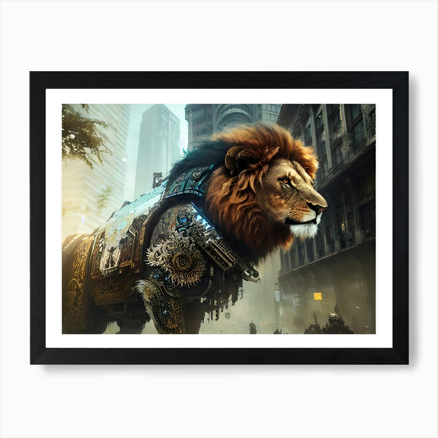 Robot Lion Art Print Framed Wall Art Poster Canvas Print Picture