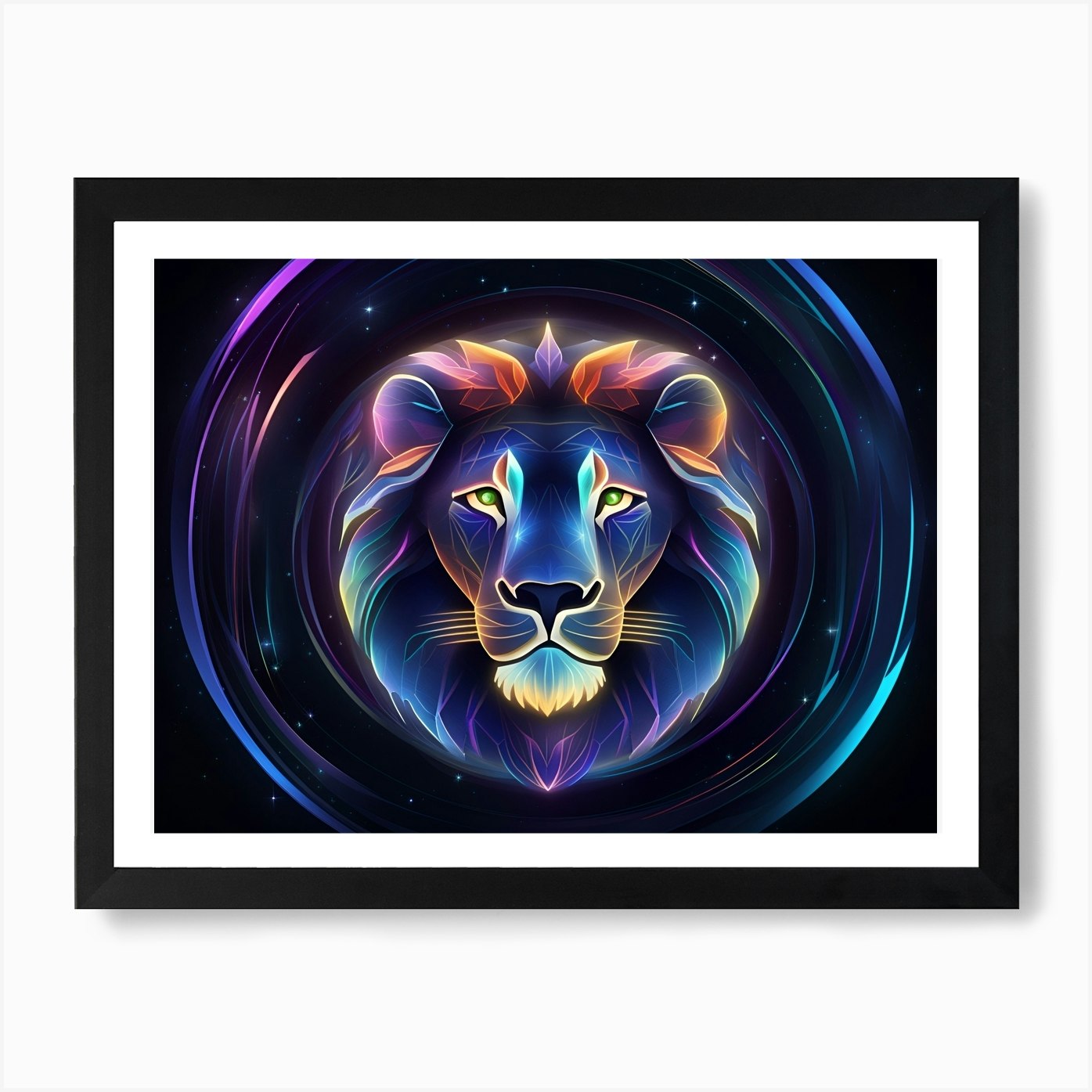 Neon Lion 2 Art Print Framed Wall Art Poster Canvas Print Picture