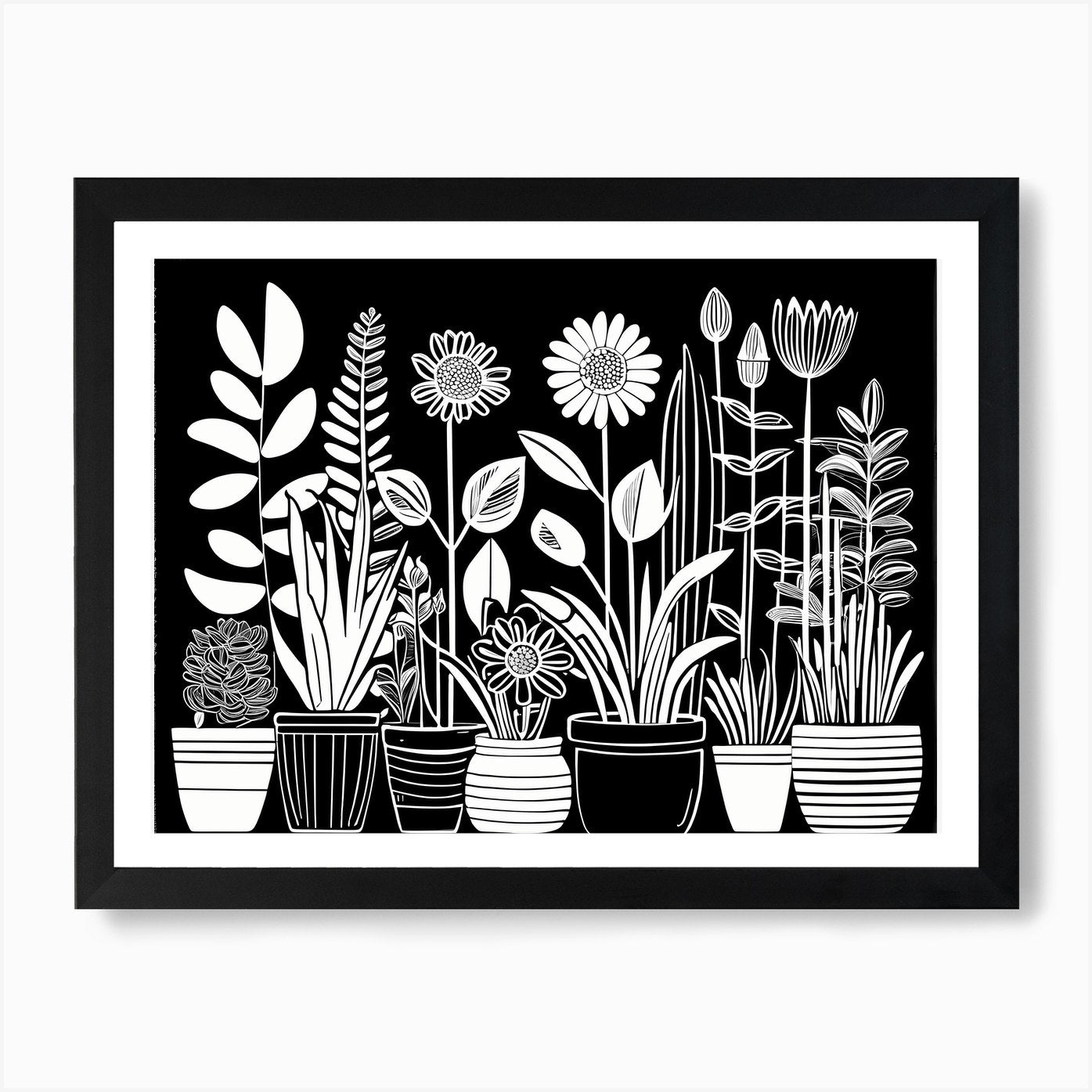 Lion cut inspired Black and white G Framed Wall Art Poster Canvas Print Picture