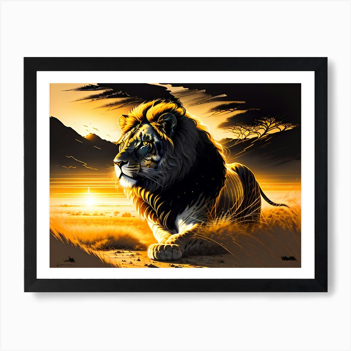 Lion Painting 2 Art Print Framed Wall Art Poster Canvas Print Picture