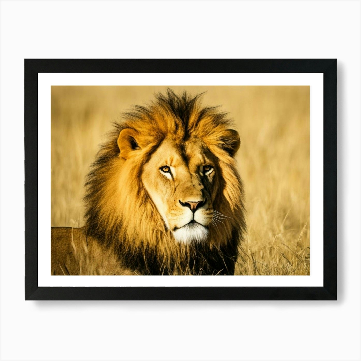 Lion In The Grass 1 Art Print Framed Wall Art Poster Canvas Print Picture