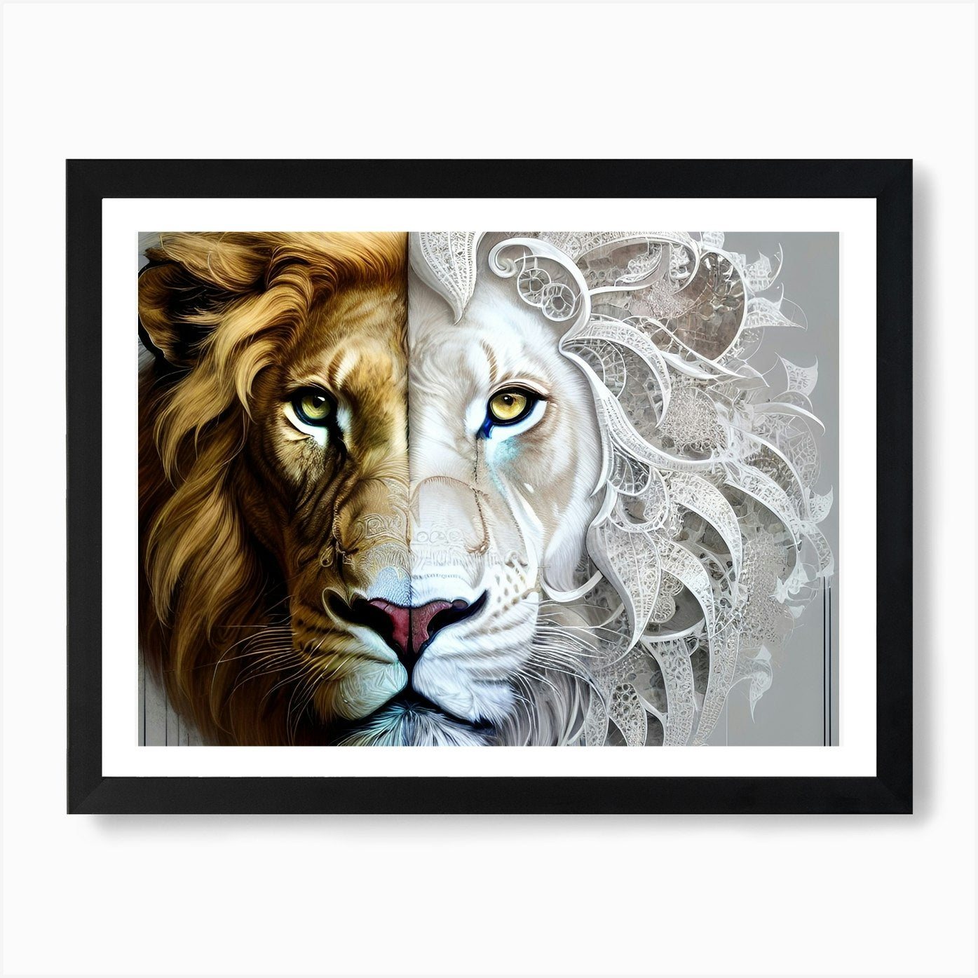Lion And Lioness 2 Art Print Framed Wall Art Poster Canvas Print Picture