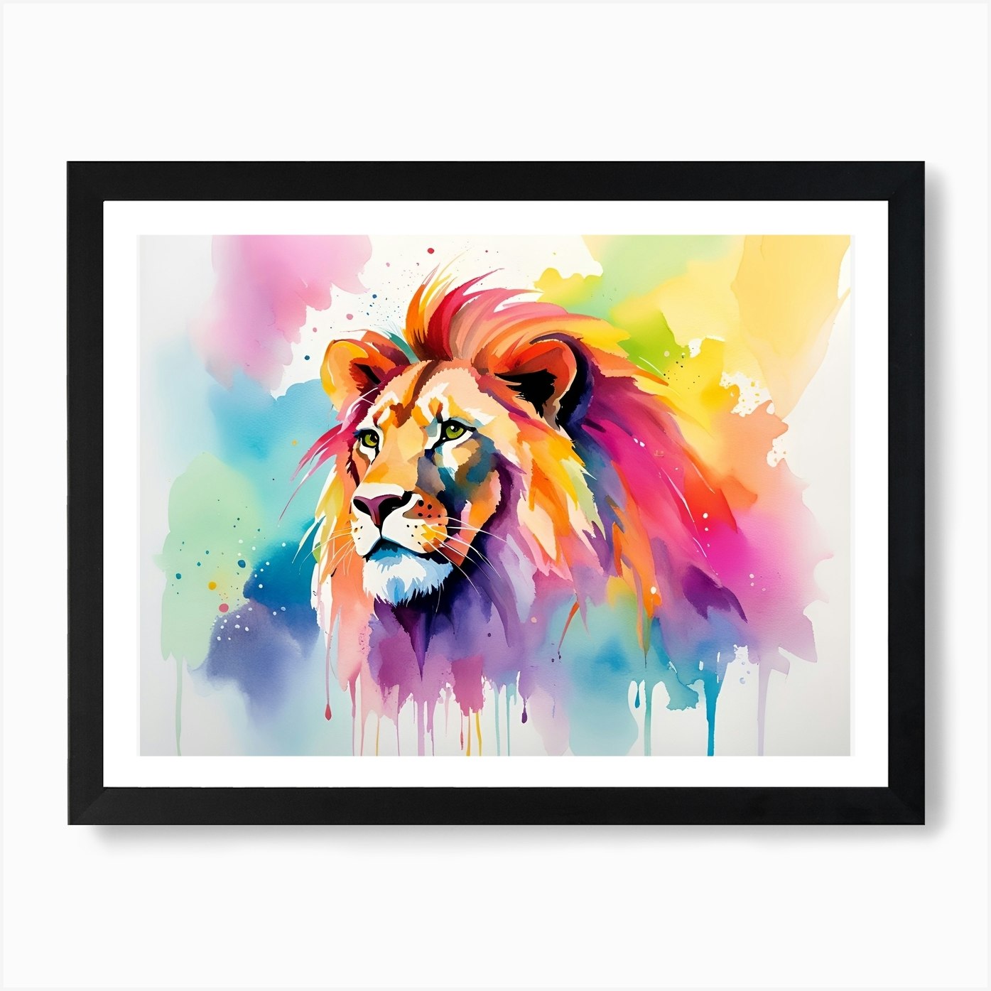 Colorful Lion Painting 5 Art Print Framed Wall Art Poster Canvas Print Picture