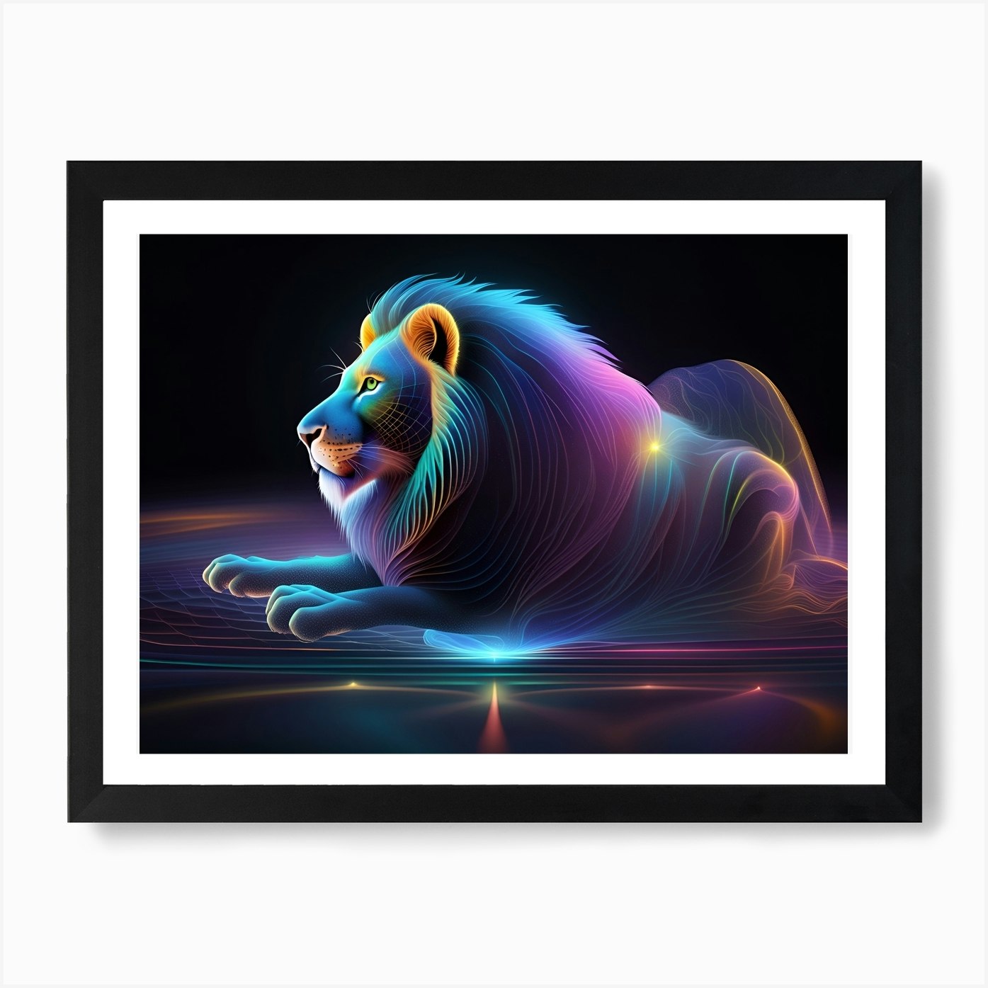 Colorful Lion 6 Art Print Framed Wall Art Poster Canvas Print Picture