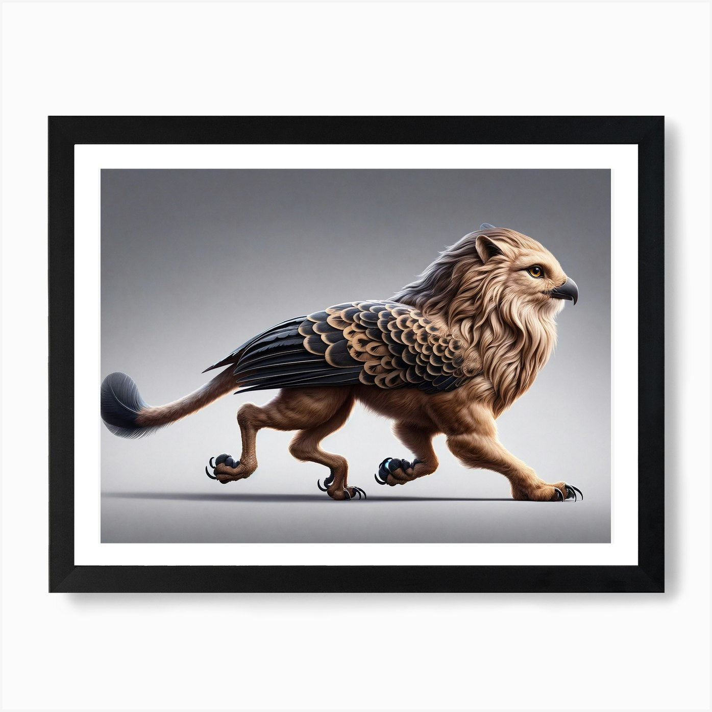 Lion-Bird Fantasy Depiction Fantasy Framed Wall Art Poster Canvas Print Picture