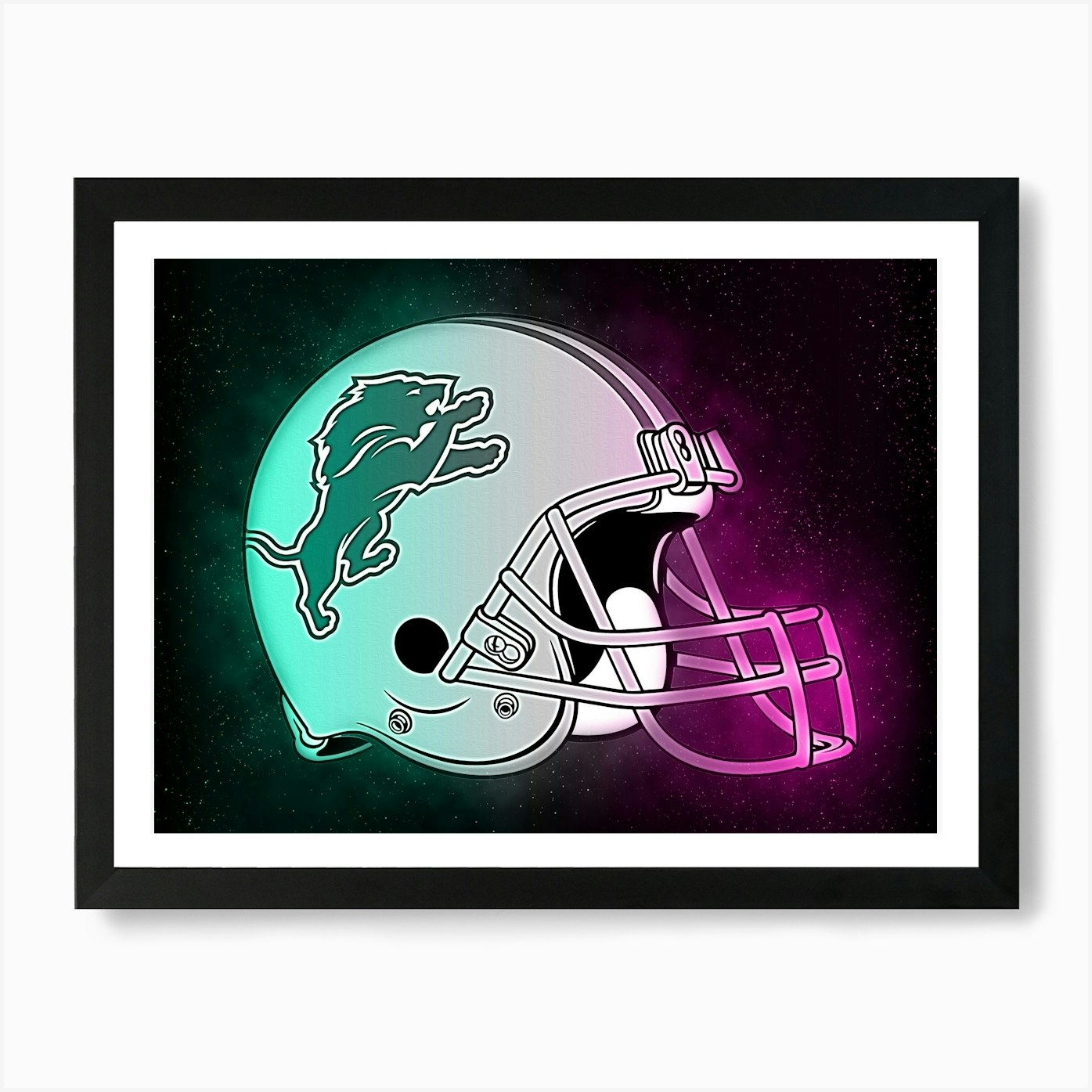 Detroit Lions Helmet Style Art Prin Framed Wall Art Poster Canvas Print Picture