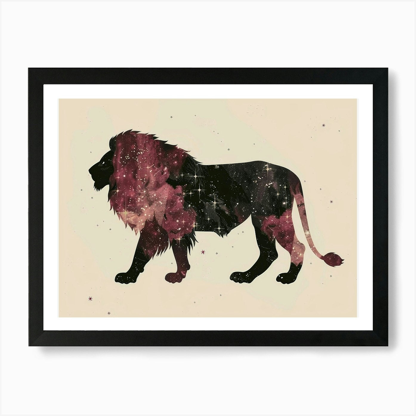 Lion In Space Art Print Framed Wall Art Poster Canvas Print Picture