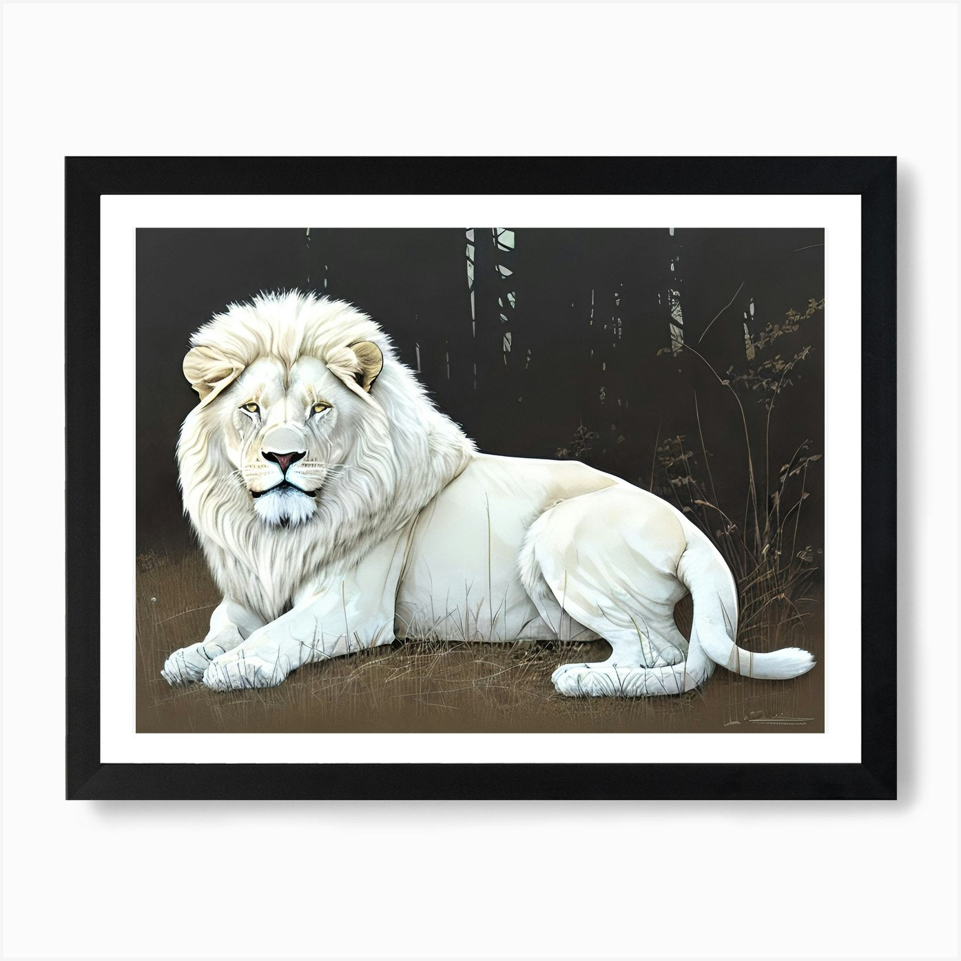 White Lion 24 Art Print Framed Wall Art Poster Canvas Print Picture