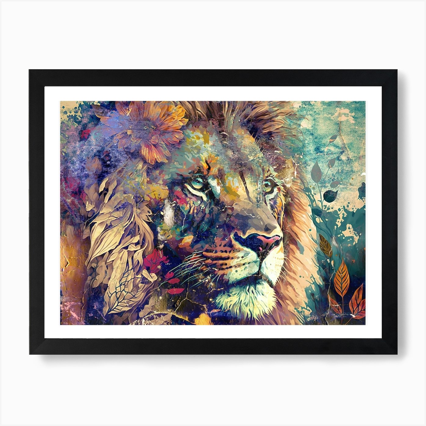 Lion Art Illustration In A Photomon Framed Wall Art Poster Canvas Print Picture