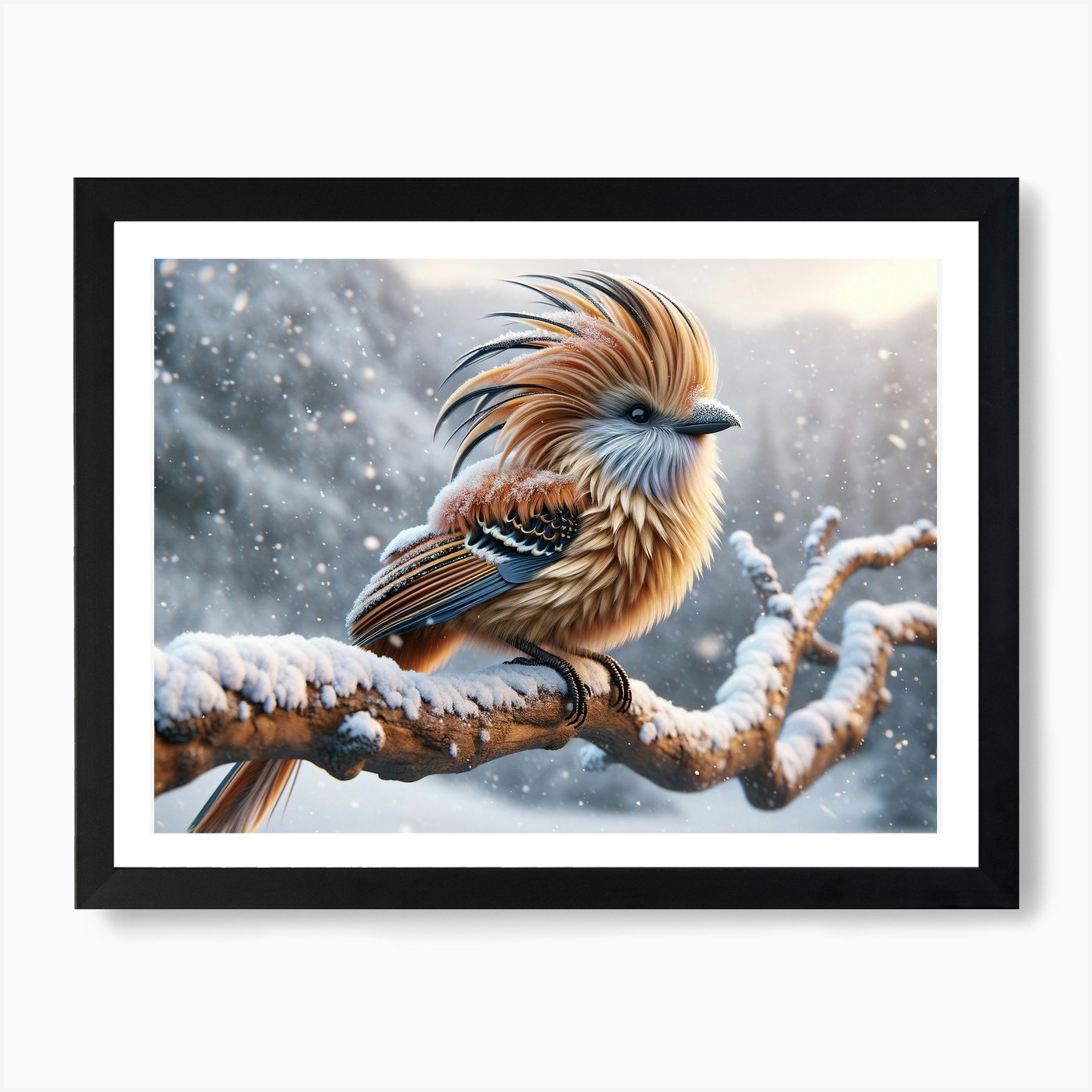Winter Lion-Bird Art Print Framed Wall Art Poster Canvas Print Picture