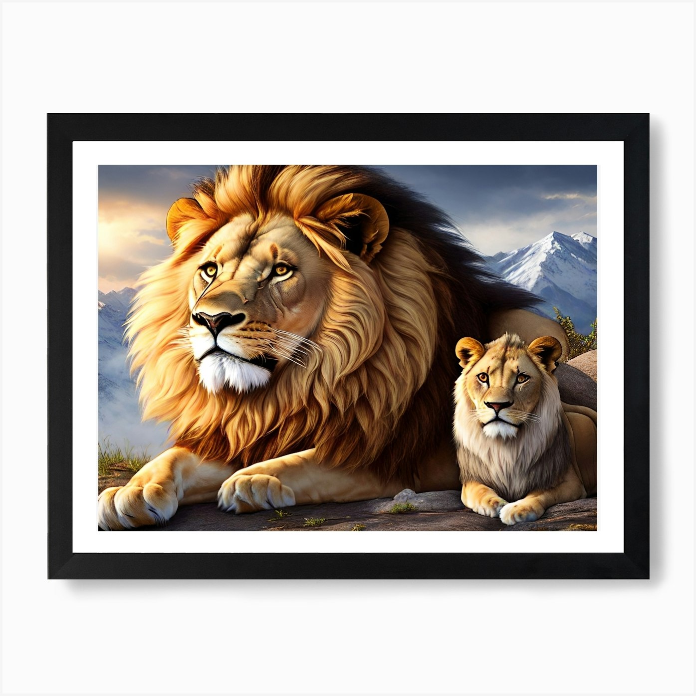 Lions 1 Art Print Framed Wall Art Poster Canvas Print Picture