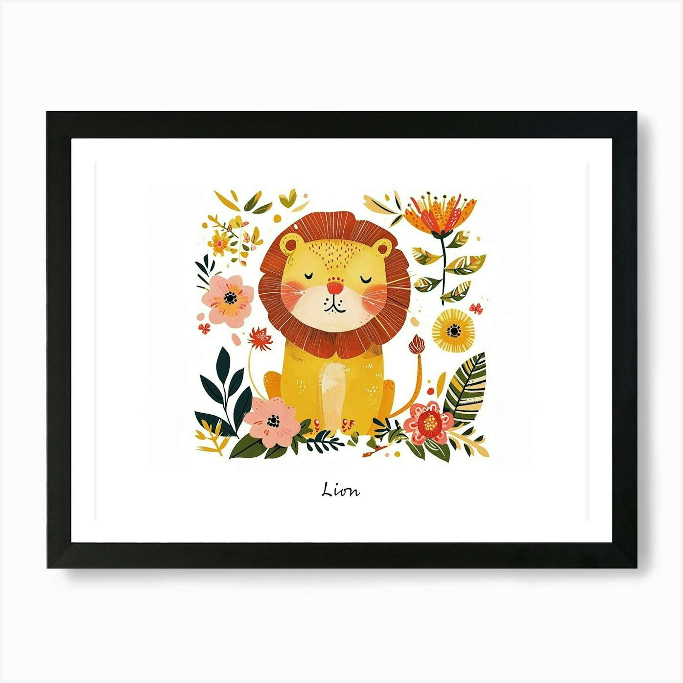 Little Floral Lion 1 Poster Art Pri Framed Wall Art Poster Canvas Print Picture