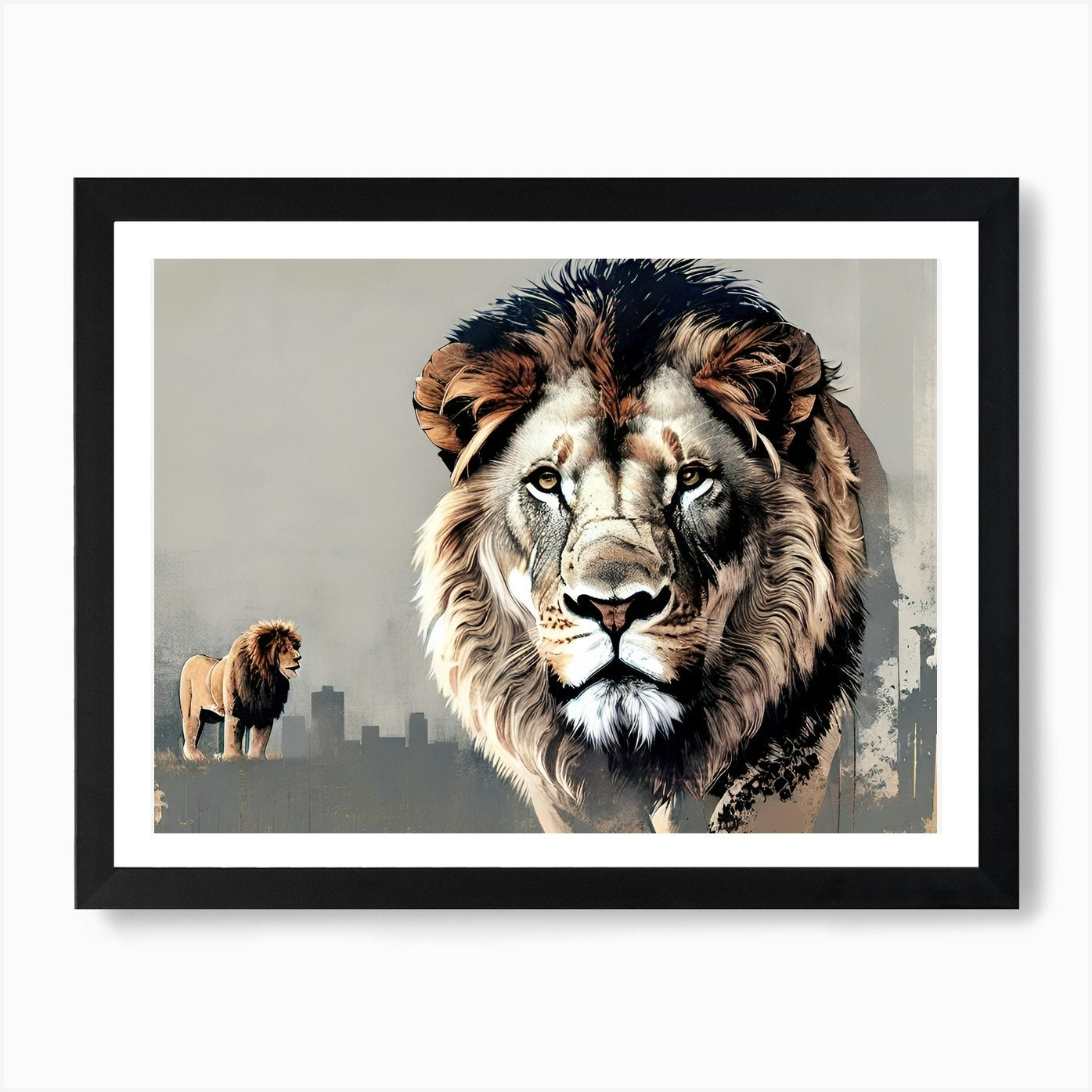 Lions In The City Art Print Framed Wall Art Poster Canvas Print Picture