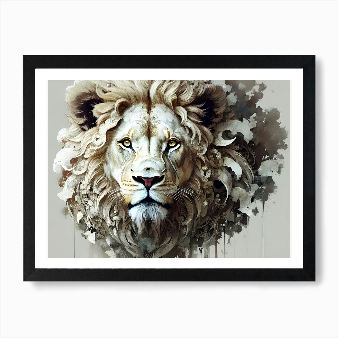 Lion Head 62 Art Print Framed Wall Art Poster Canvas Print Picture