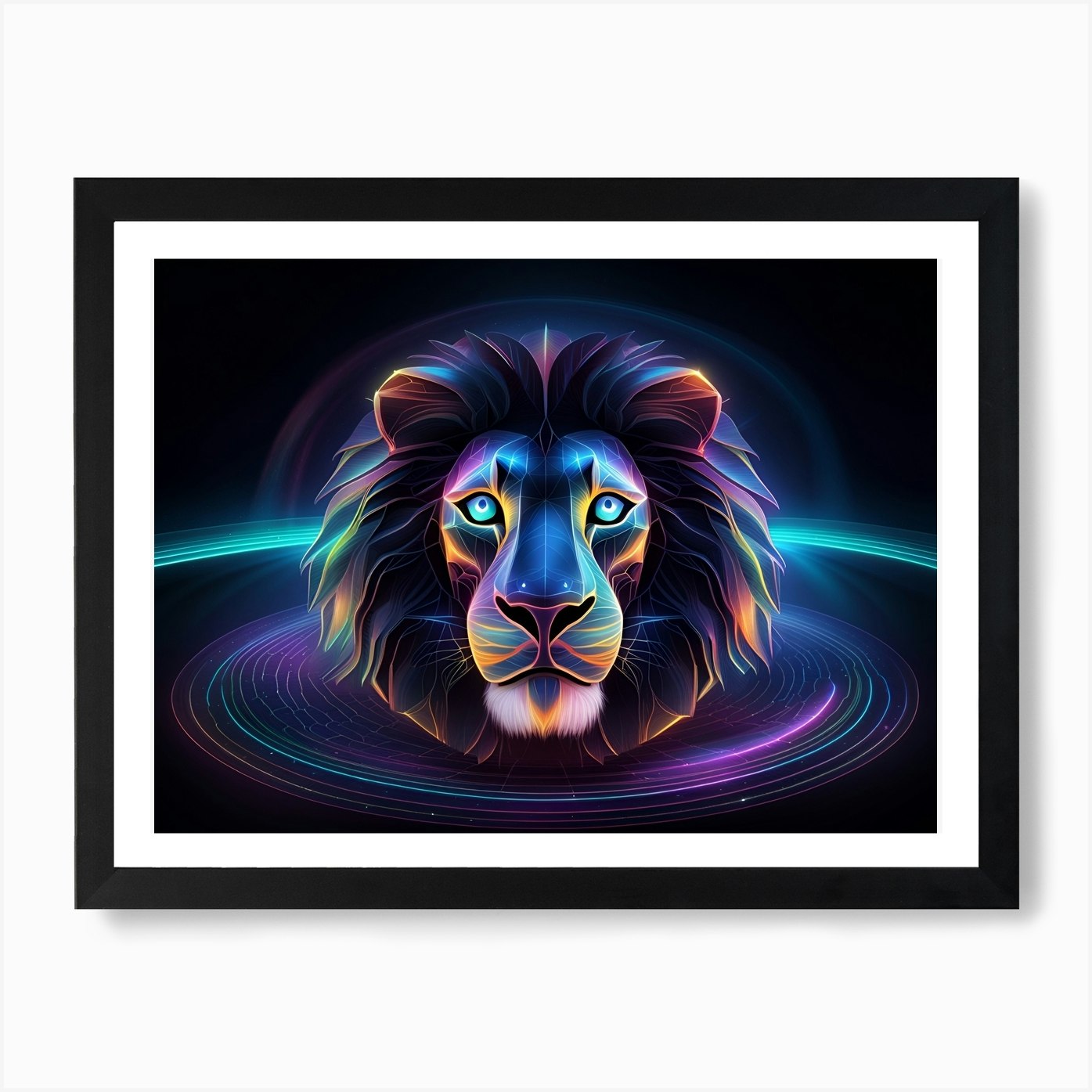 Neon Lion 1 Art Print Framed Wall Art Poster Canvas Print Picture
