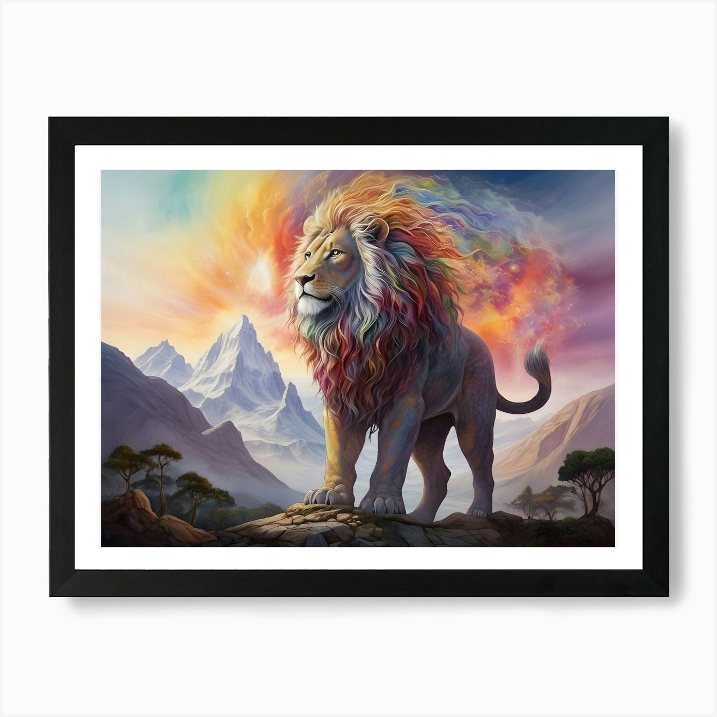 Lion Of The Mountains Art Print Framed Wall Art Poster Canvas Print Picture