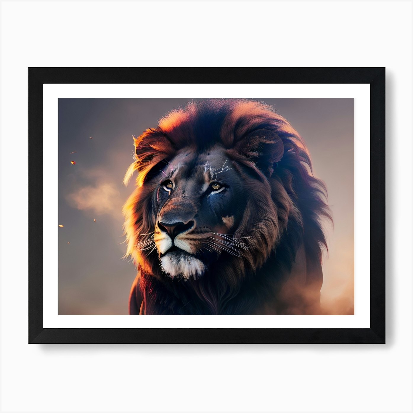 Lion dark Art Print Framed Wall Art Poster Canvas Print Picture