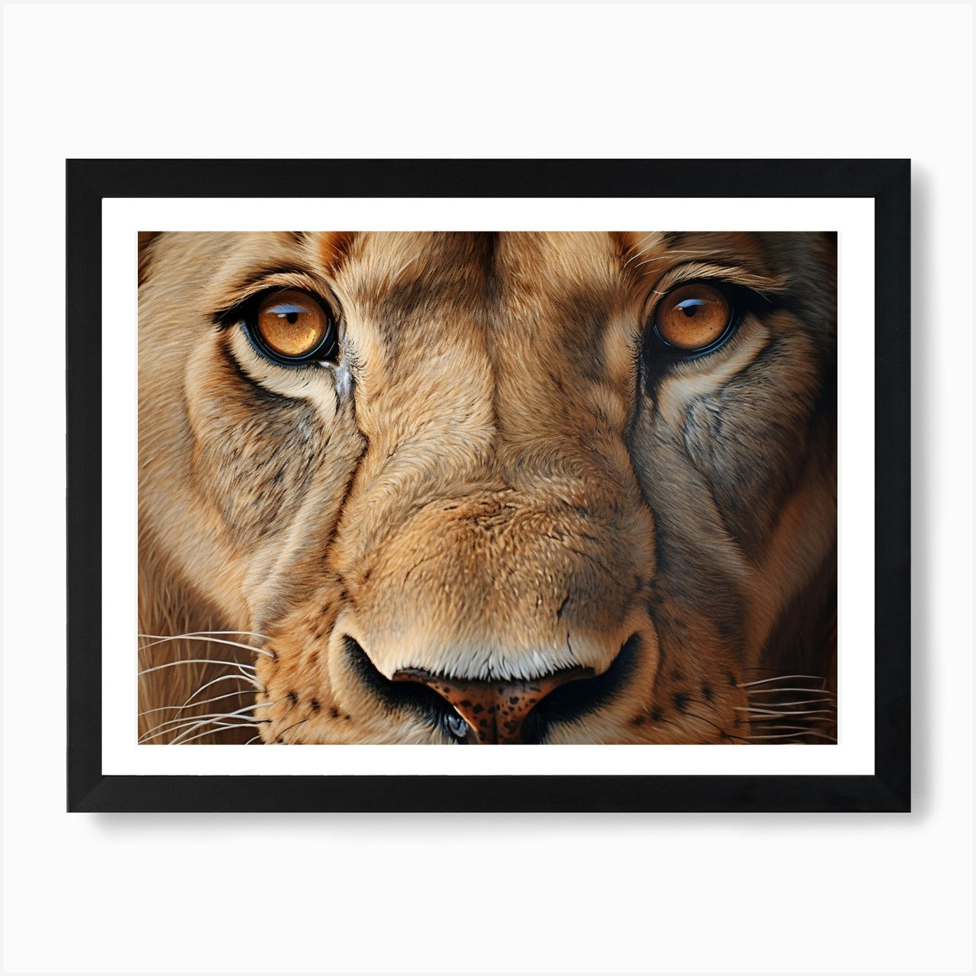 African Lion Eyes Realism Painting3 Framed Wall Art Poster Canvas Print Picture