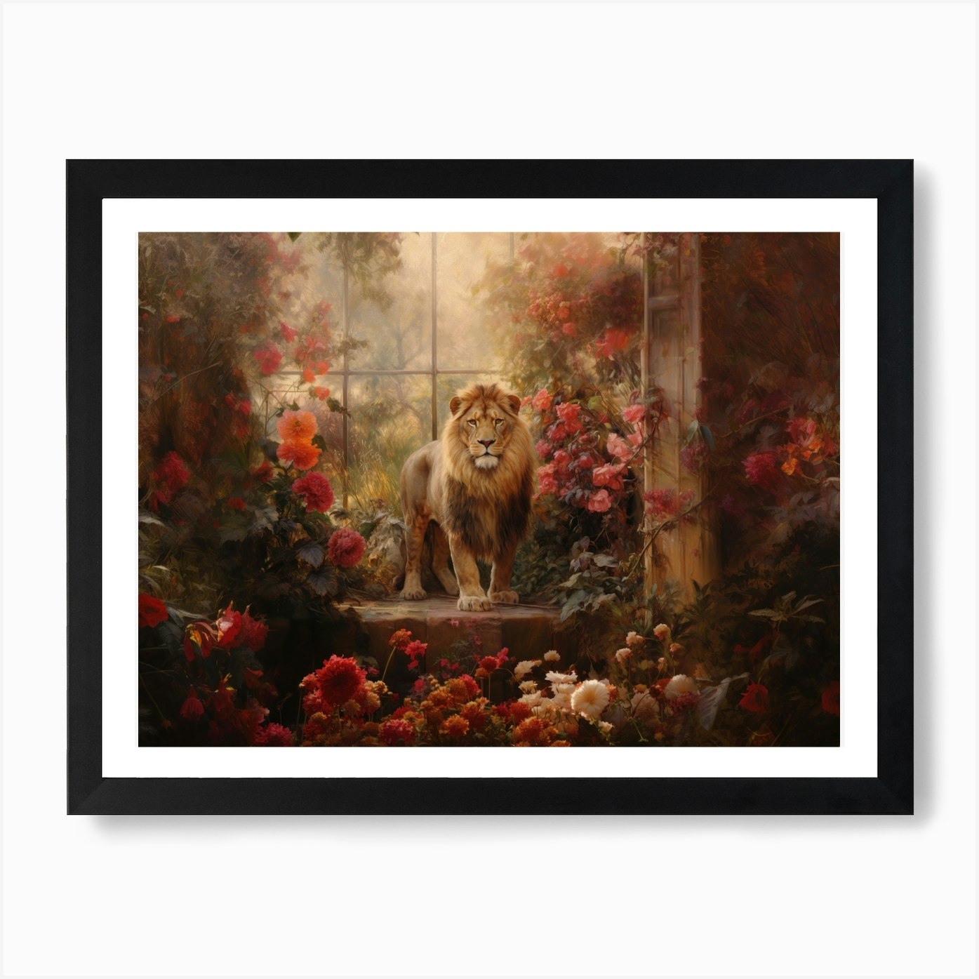 Garden Lion Art Print Framed Wall Art Poster Canvas Print Picture