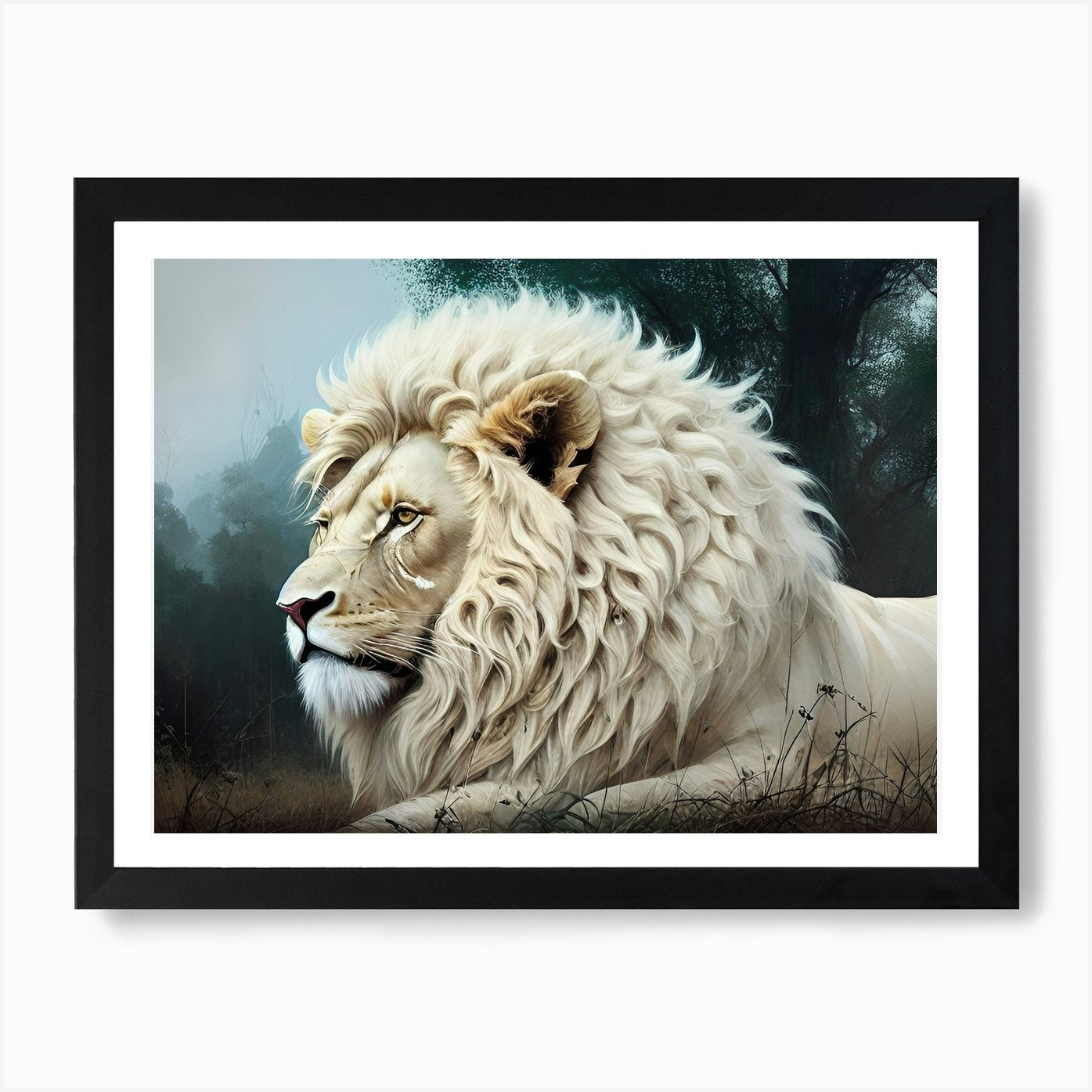 White Lion 19 Art Print Framed Wall Art Poster Canvas Print Picture