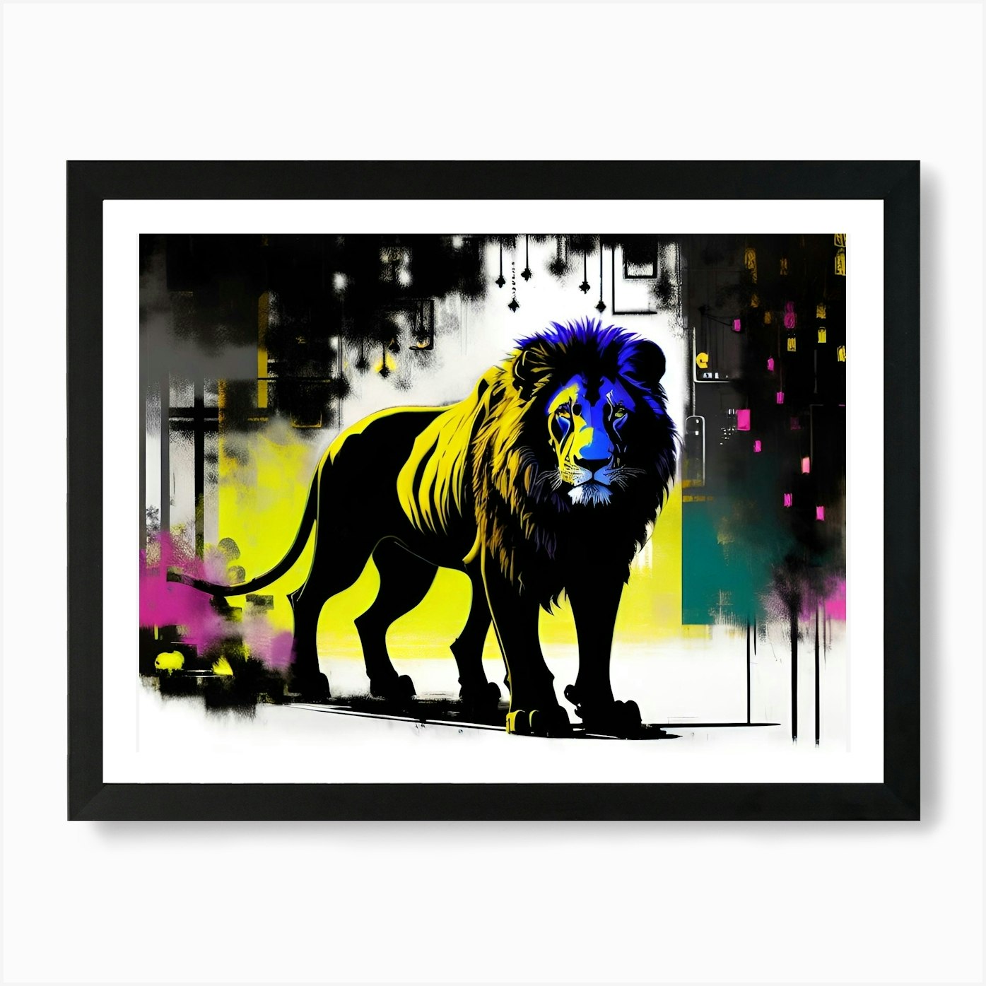 Lion In The City 9 Art Print Framed Wall Art Poster Canvas Print Picture