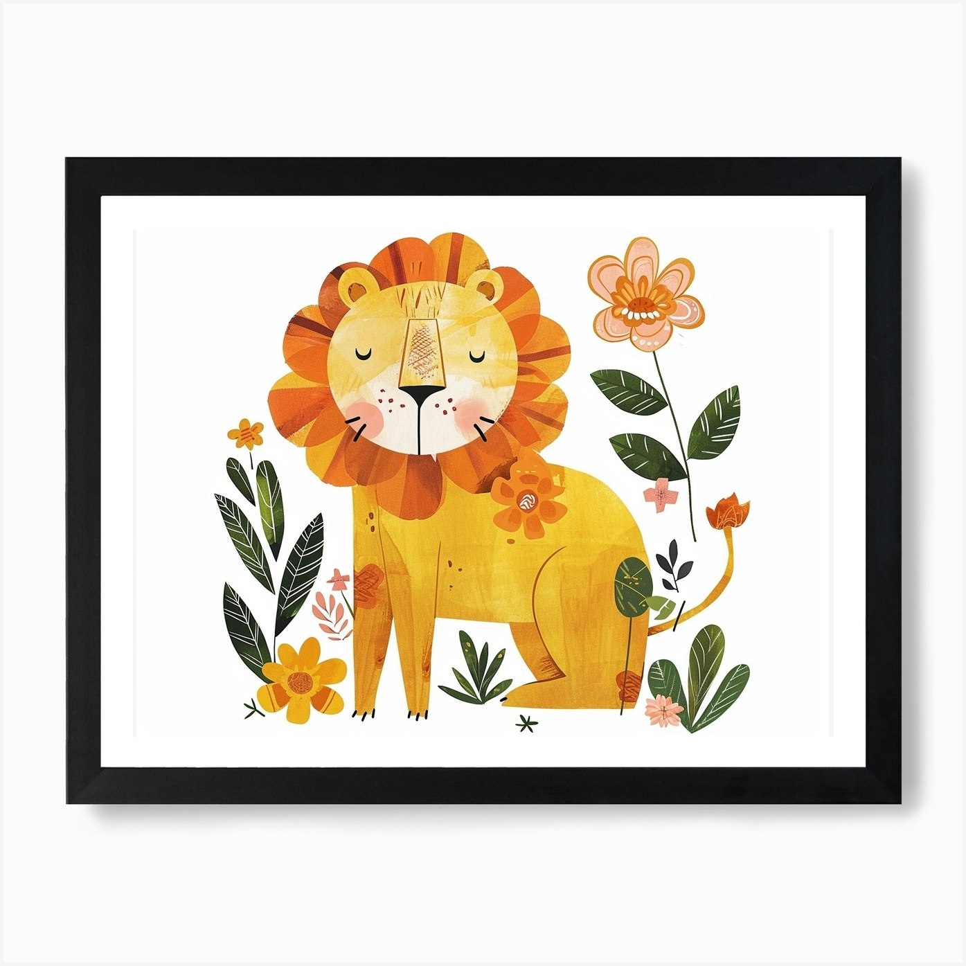 Little Floral Lion 2 Art Print Framed Wall Art Poster Canvas Print Picture