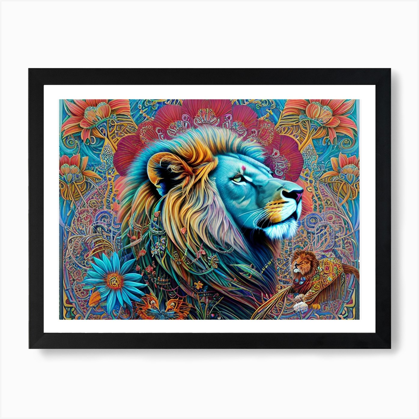 Lion Painting 63 Art Print Framed Wall Art Poster Canvas Print Picture