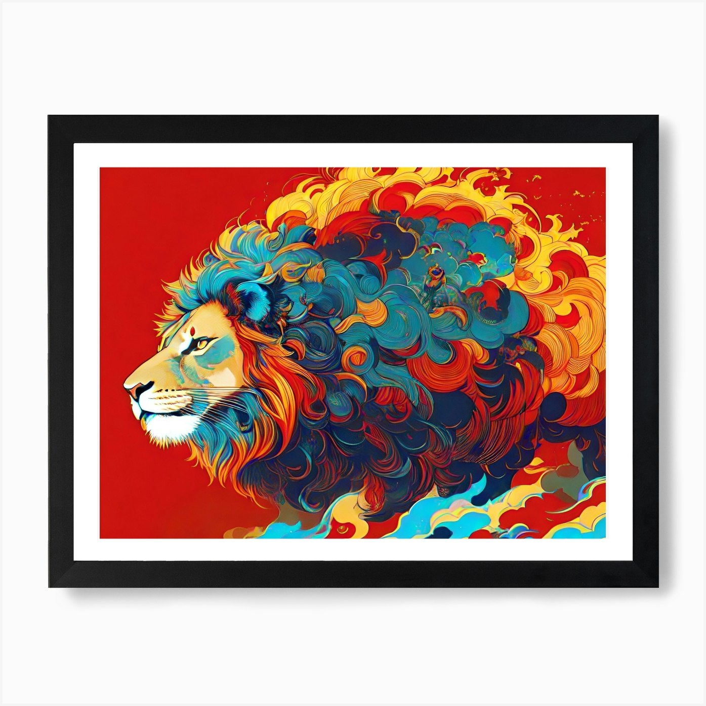 Lion dark 4 Art Print Framed Wall Art Poster Canvas Print Picture