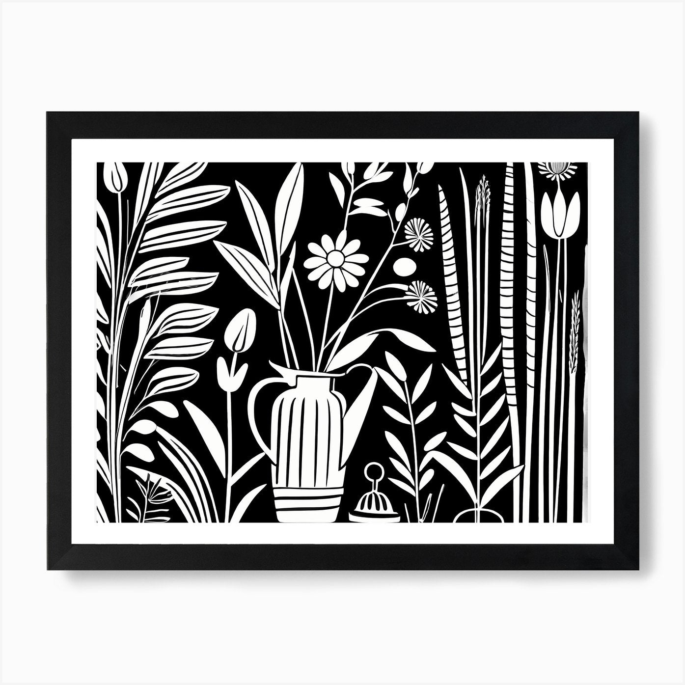 Lion cut inspired Black and white G Framed Wall Art Poster Canvas Print Picture