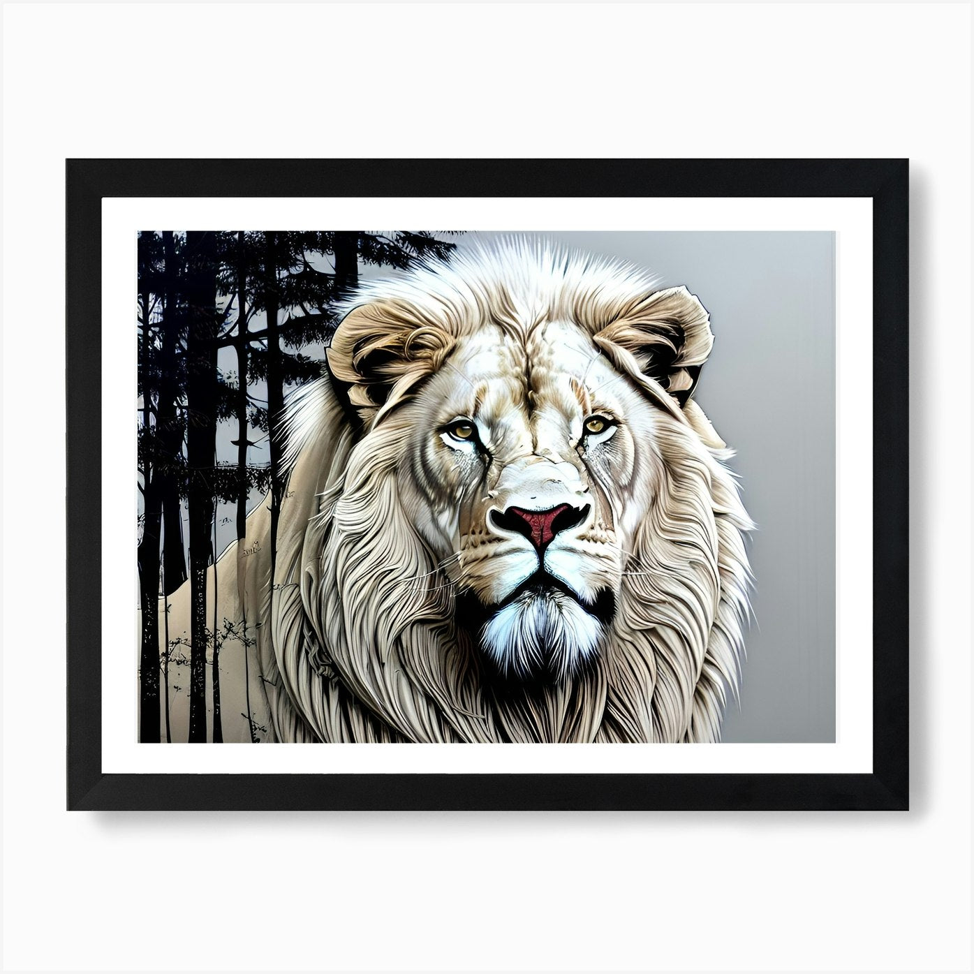 Lion In The Forest 58 Art Print Framed Wall Art Poster Canvas Print Picture