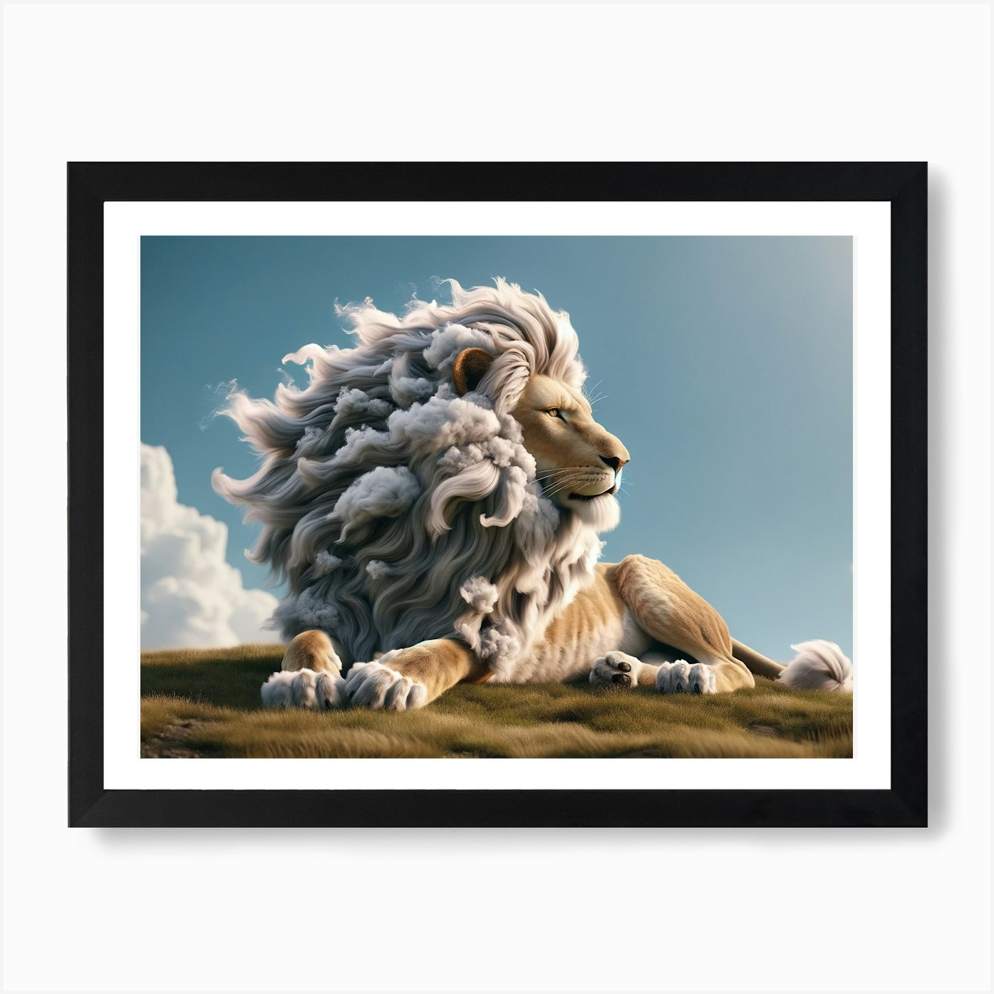 Lion-Cloud Fantasy Art Print Framed Wall Art Poster Canvas Print Picture
