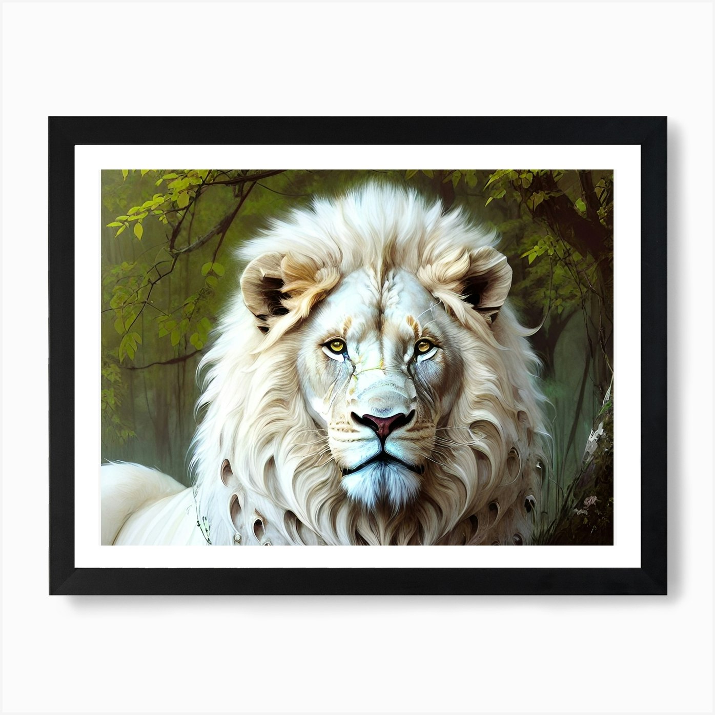 White Lion 15 Art Print Framed Wall Art Poster Canvas Print Picture