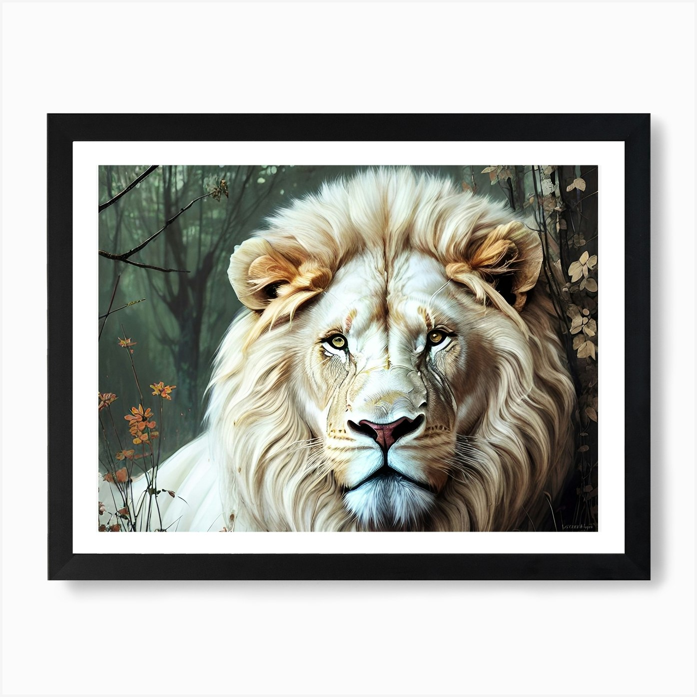 Lion In The Woods 3 Art Print Framed Wall Art Poster Canvas Print Picture
