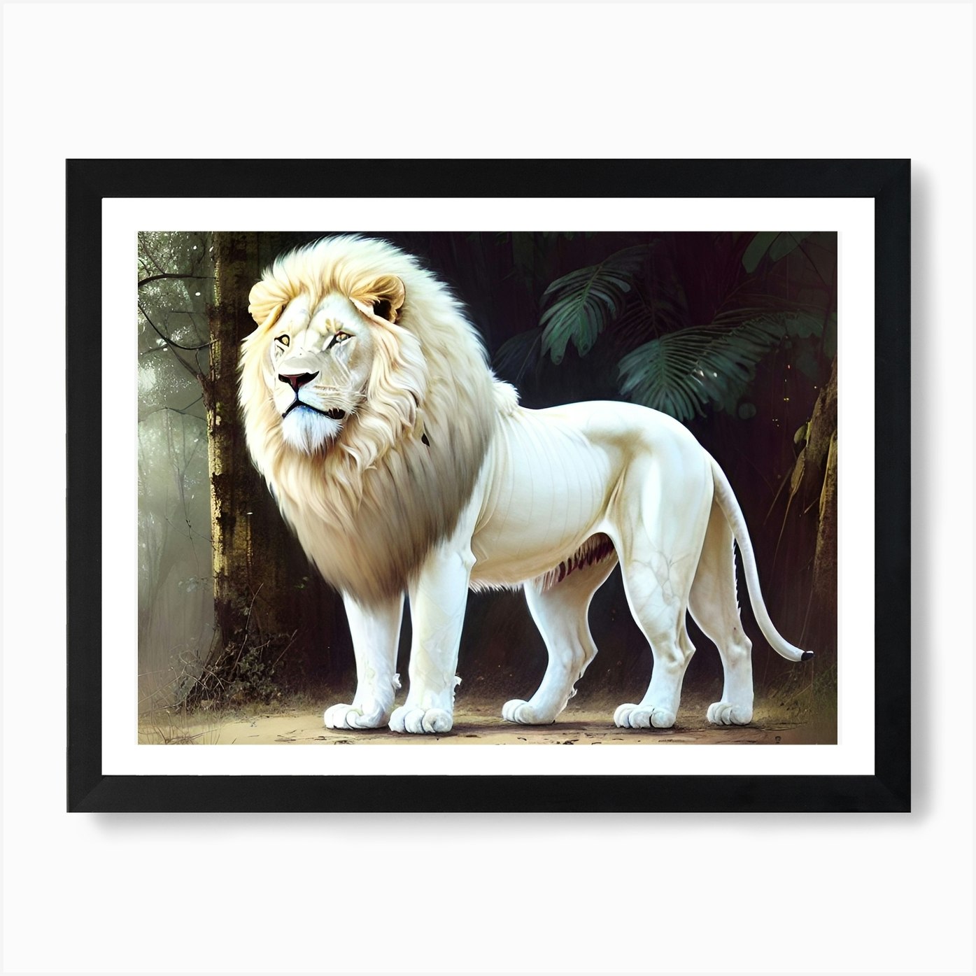 White Lion 9 Art Print Framed Wall Art Poster Canvas Print Picture
