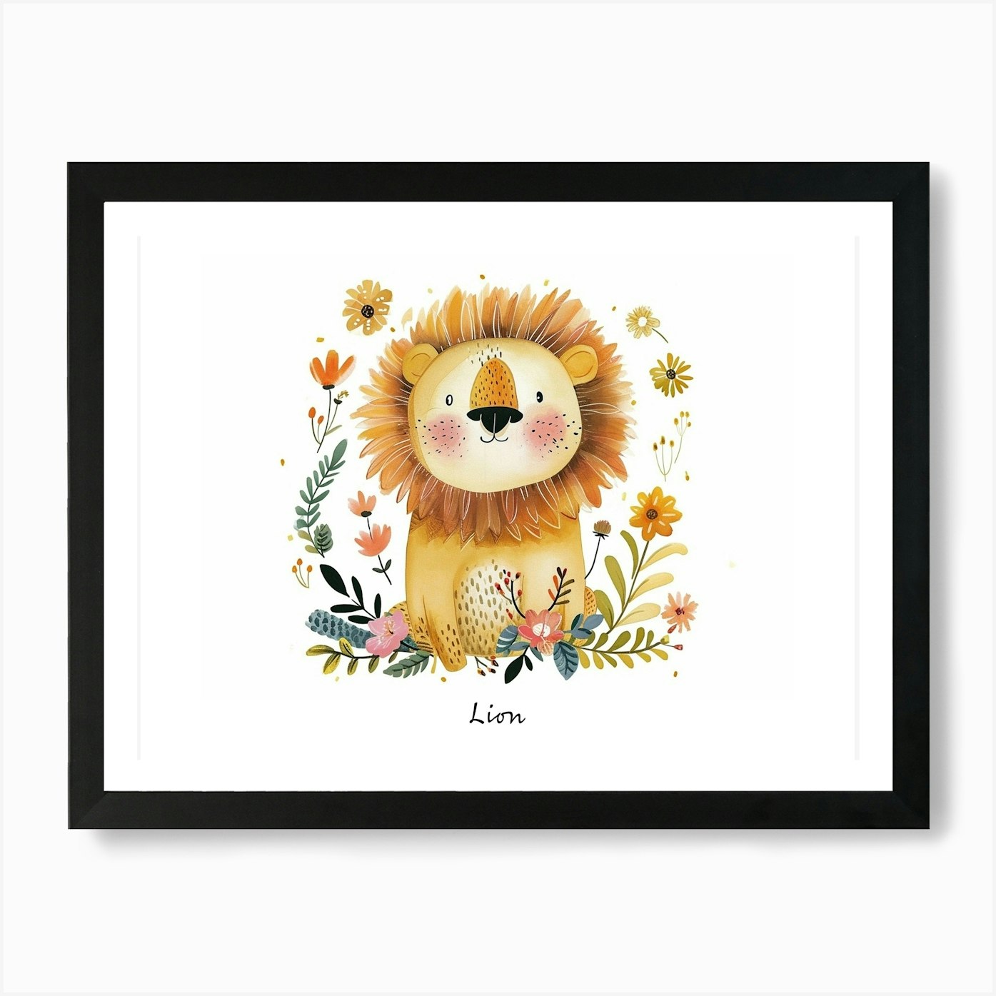 Little Floral Lion 3 Poster Art Pri Framed Wall Art Poster Canvas Print Picture