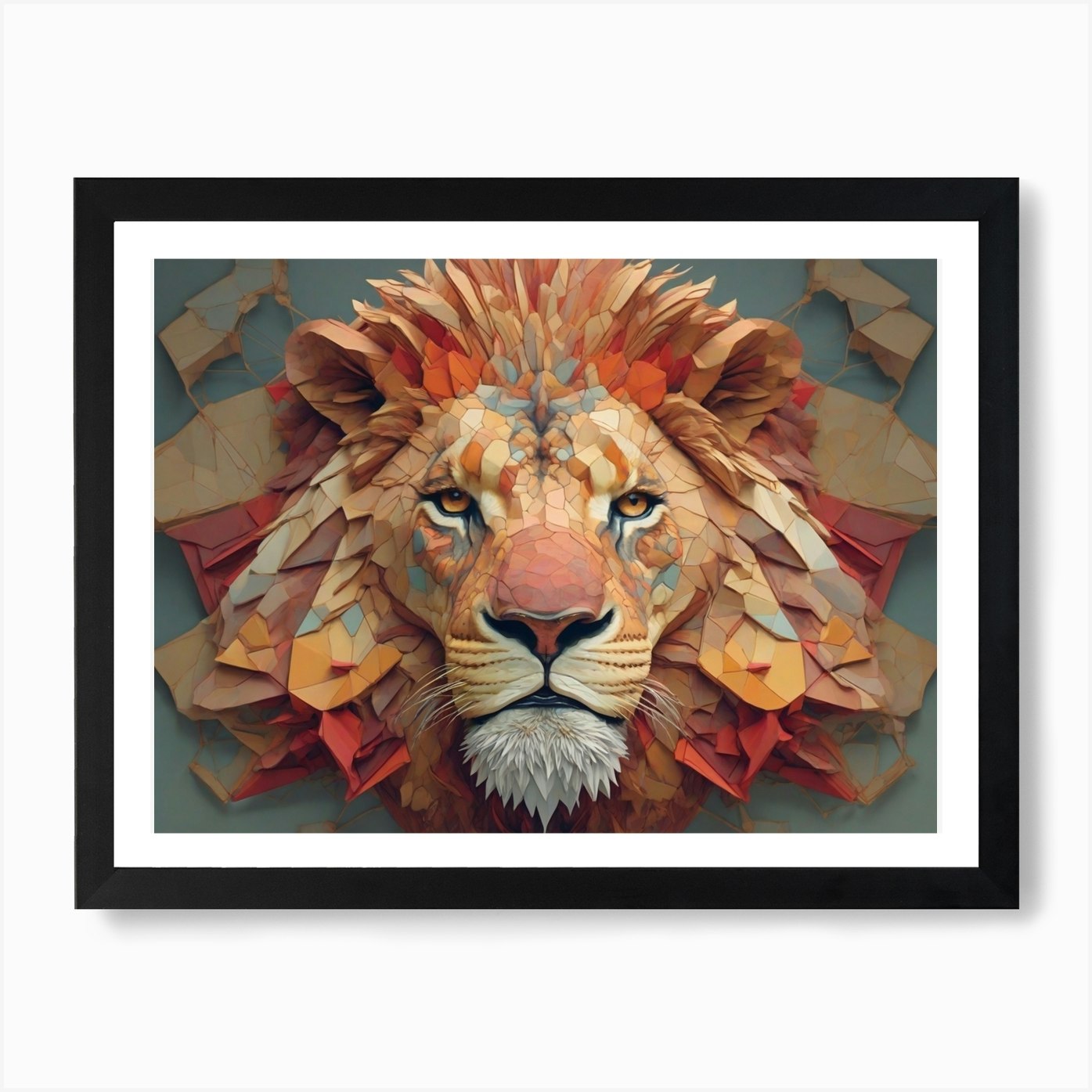 Lion Head Art Print Framed Wall Art Poster Canvas Print Picture