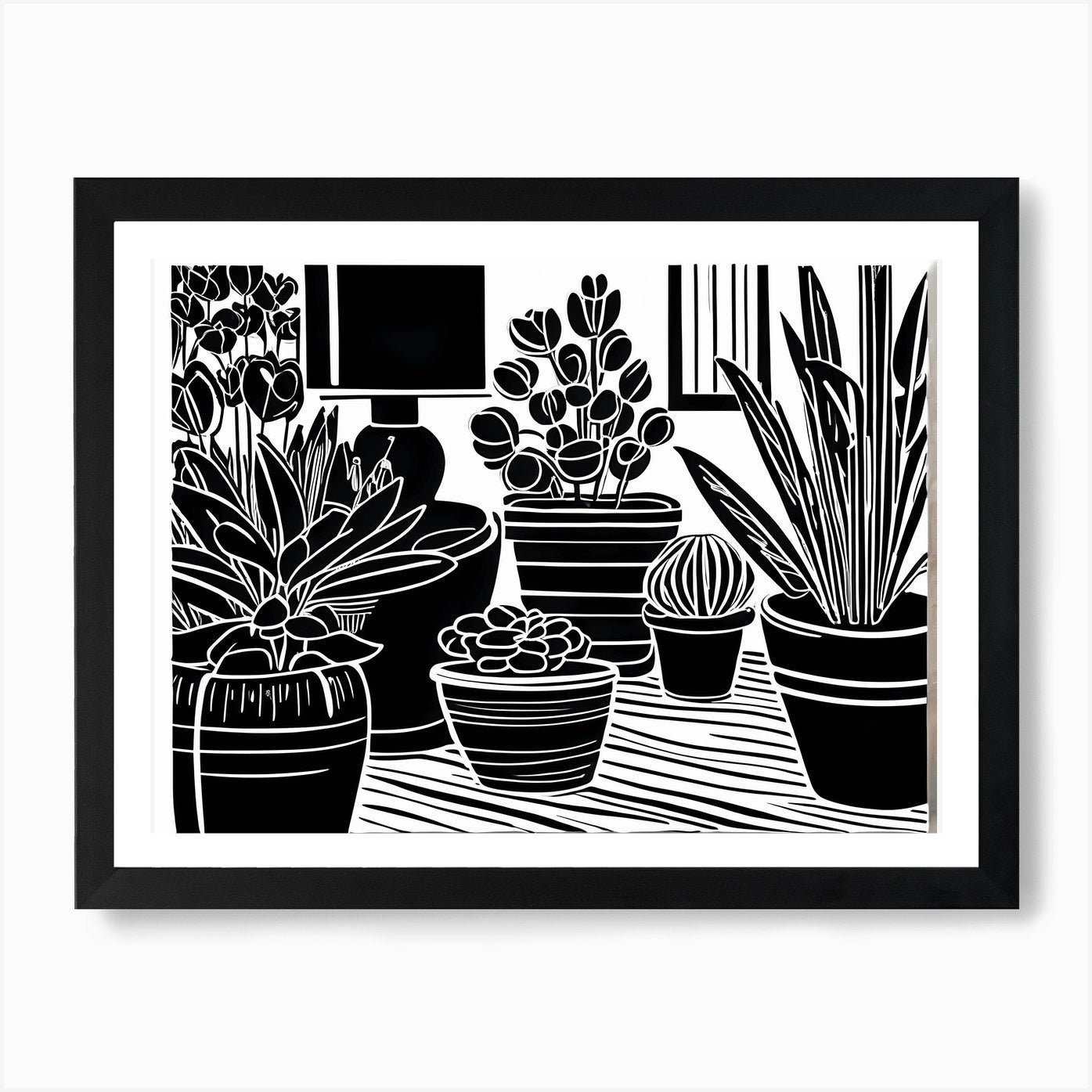 Lion cut inspired Black and white G Framed Wall Art Poster Canvas Print Picture