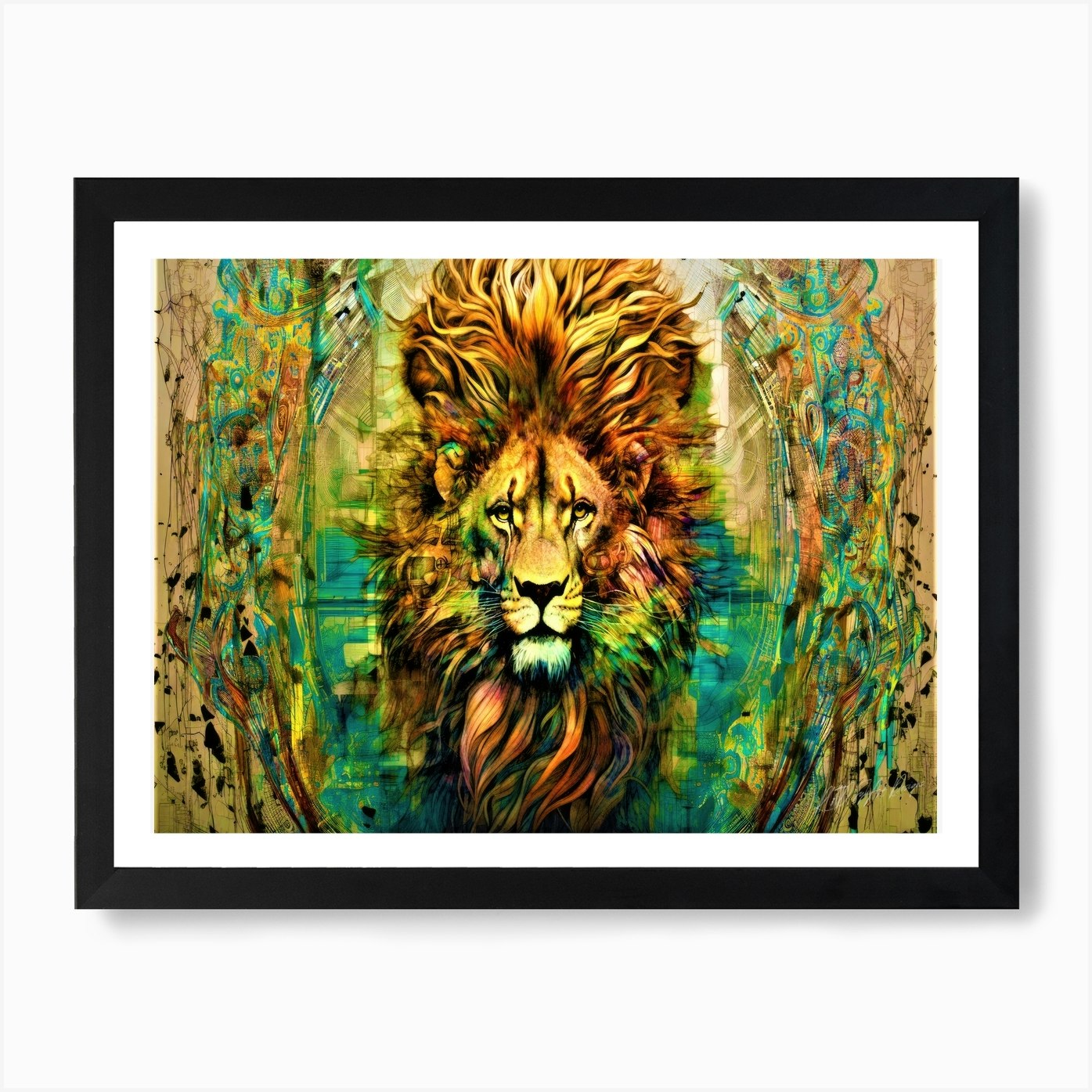 Lion Pride - King Of Lions Art Prin Framed Wall Art Poster Canvas Print Picture