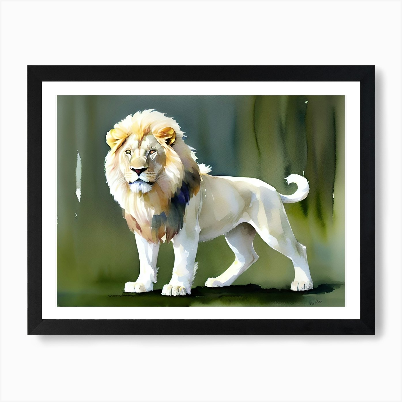 White Lion Painting Art Print Framed Wall Art Poster Canvas Print Picture