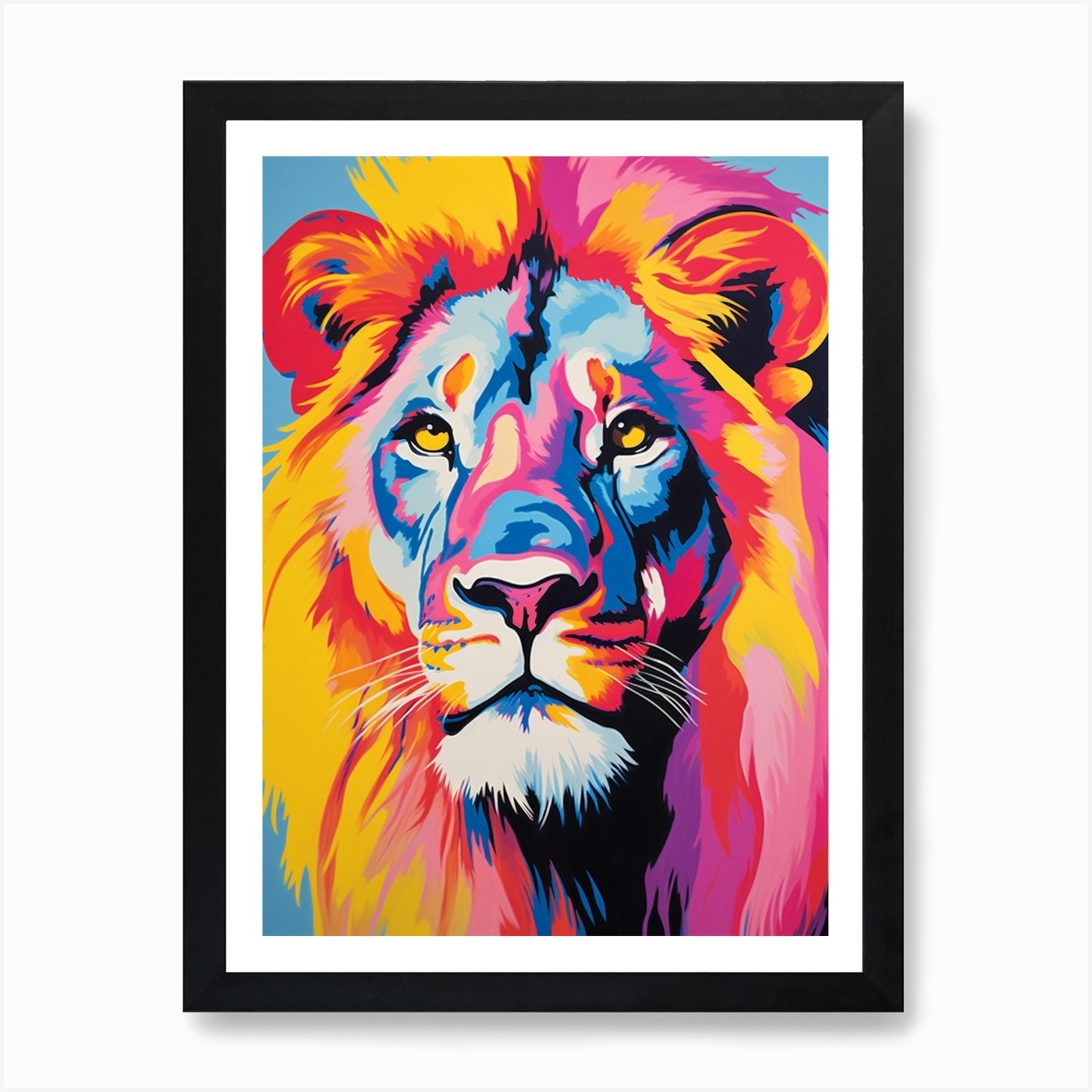 Lion Portrait Pop Art 4 Art Print Framed Wall Art Poster Canvas Print Picture
