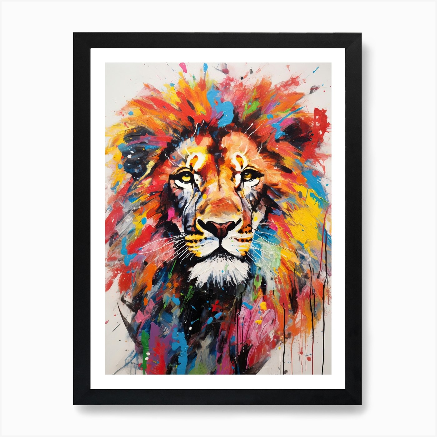 Lion Art Painting Abstract Impresio Framed Wall Art Poster Canvas Print Picture