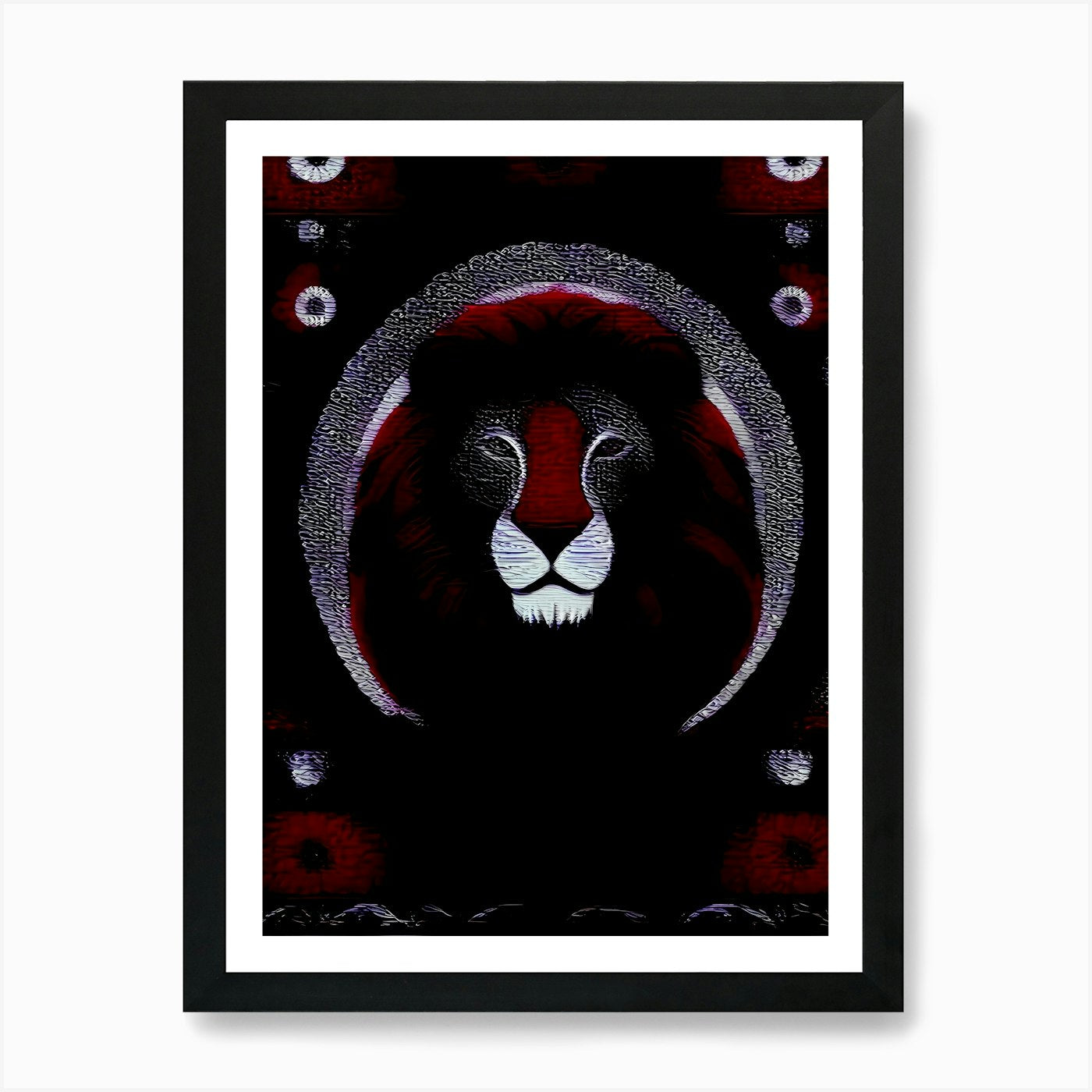Lion Lino Fabric Art, 1442 Art Prin Framed Wall Art Poster Canvas Print Picture