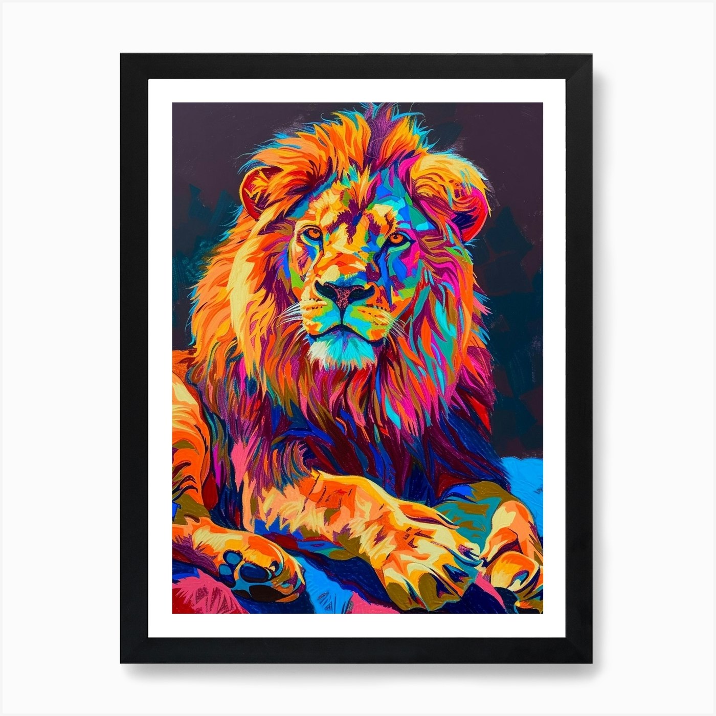Masai Lion Symbolic Imagery Fauvist Framed Wall Art Poster Canvas Print Picture