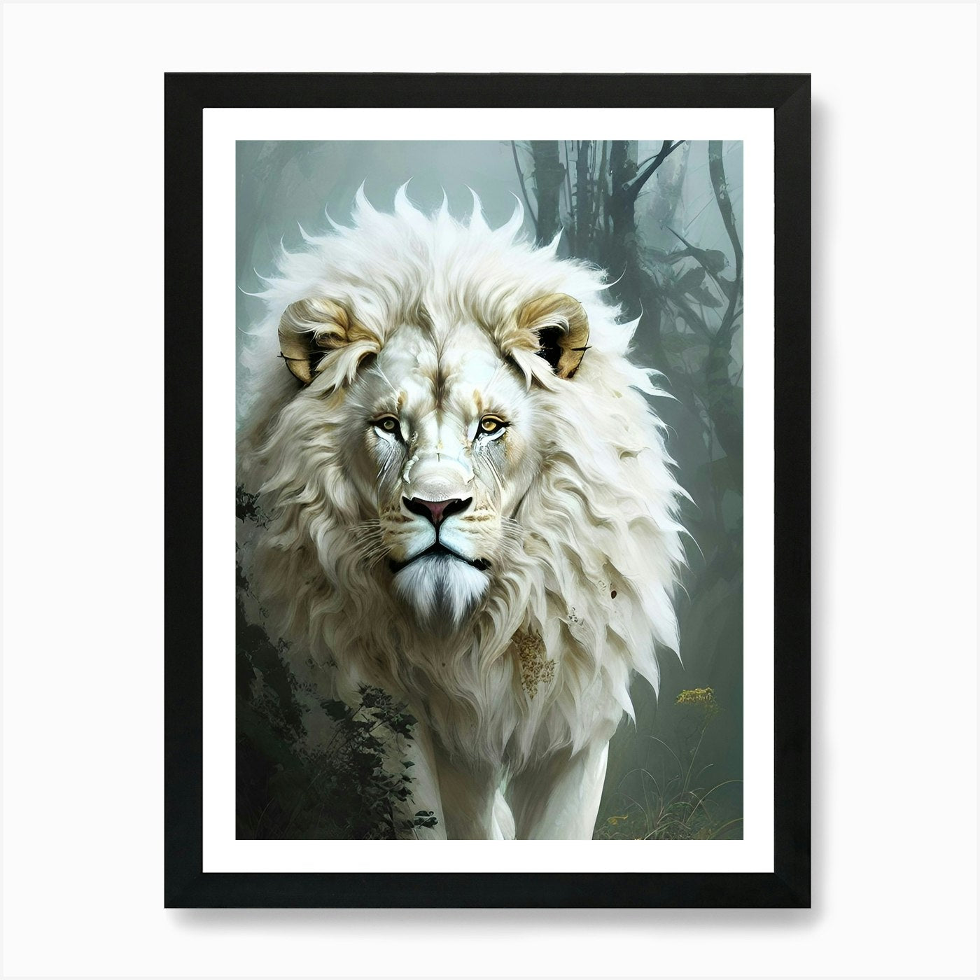 White Lion 4 Art Print Framed Wall Art Poster Canvas Print Picture