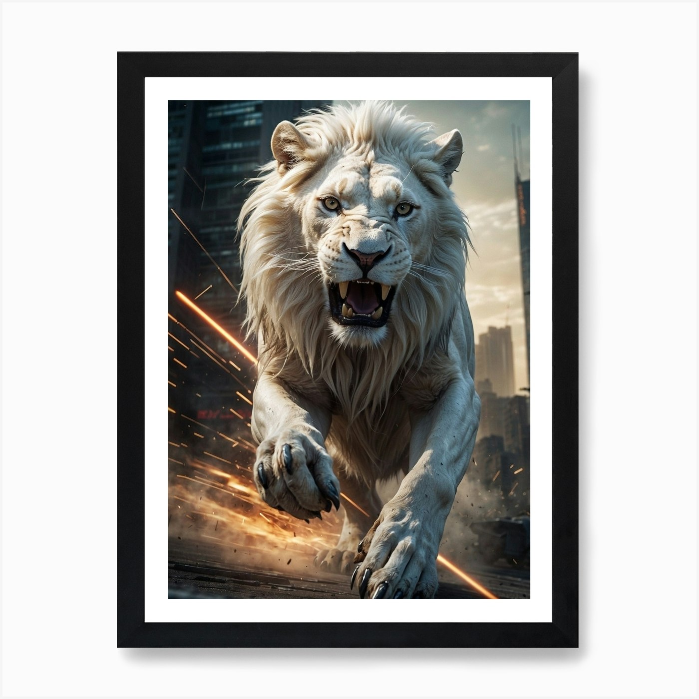 White Lion Art Print Framed Wall Art Poster Canvas Print Picture