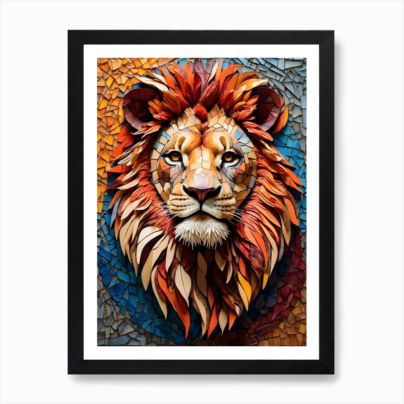 Mosaic Lion 1 Art Print Framed Wall Art Poster Canvas Print Picture