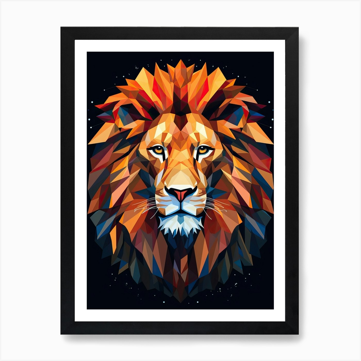 Lion Art Painting Cubistic Style 2 Framed Wall Art Poster Canvas Print Picture