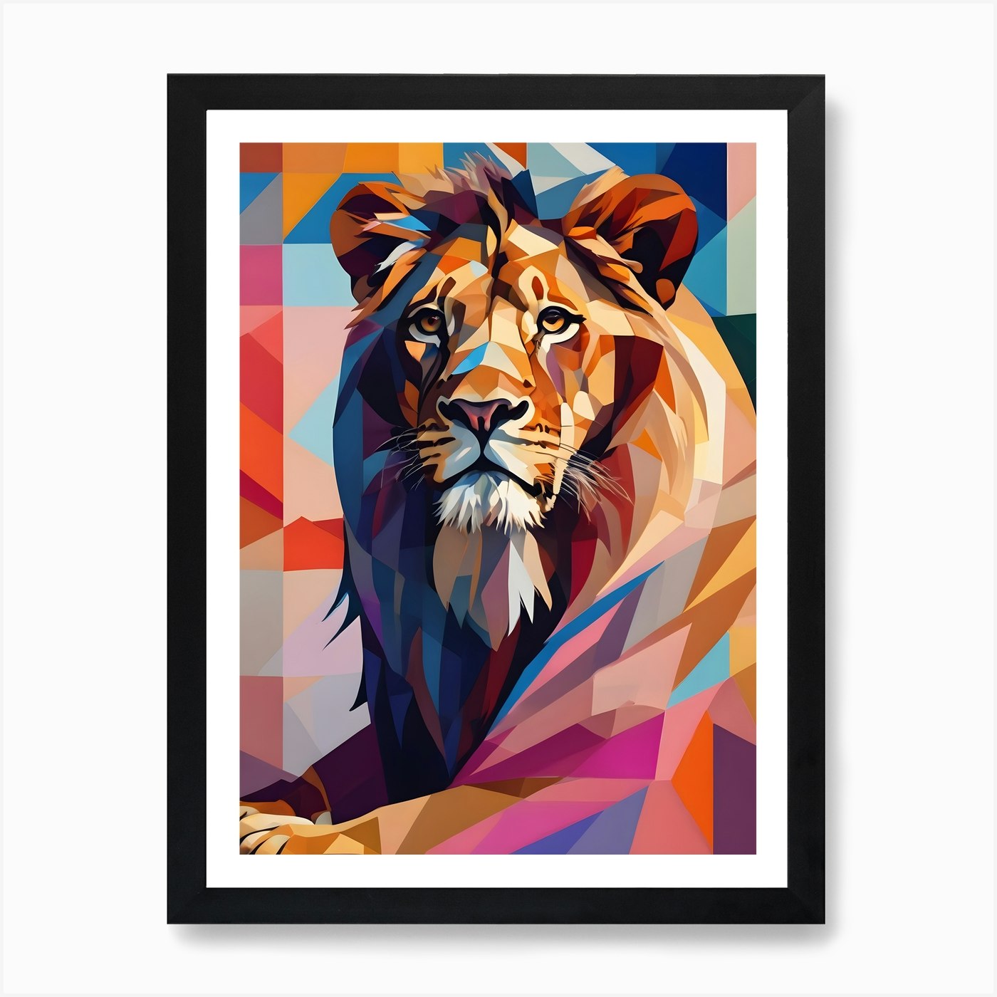 Male Lion Abstract Two Art Print Framed Wall Art Poster Canvas Print Picture