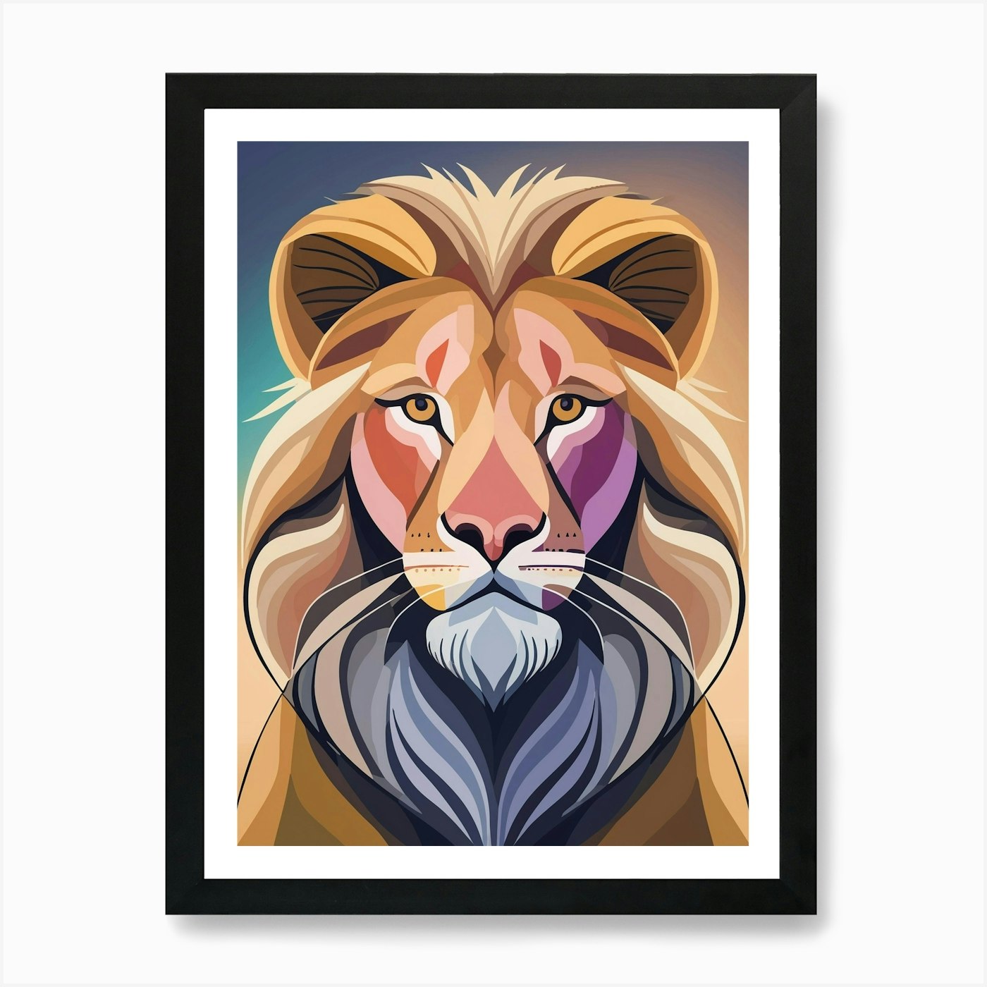Lion Portrait Art Print Framed Wall Art Poster Canvas Print Picture